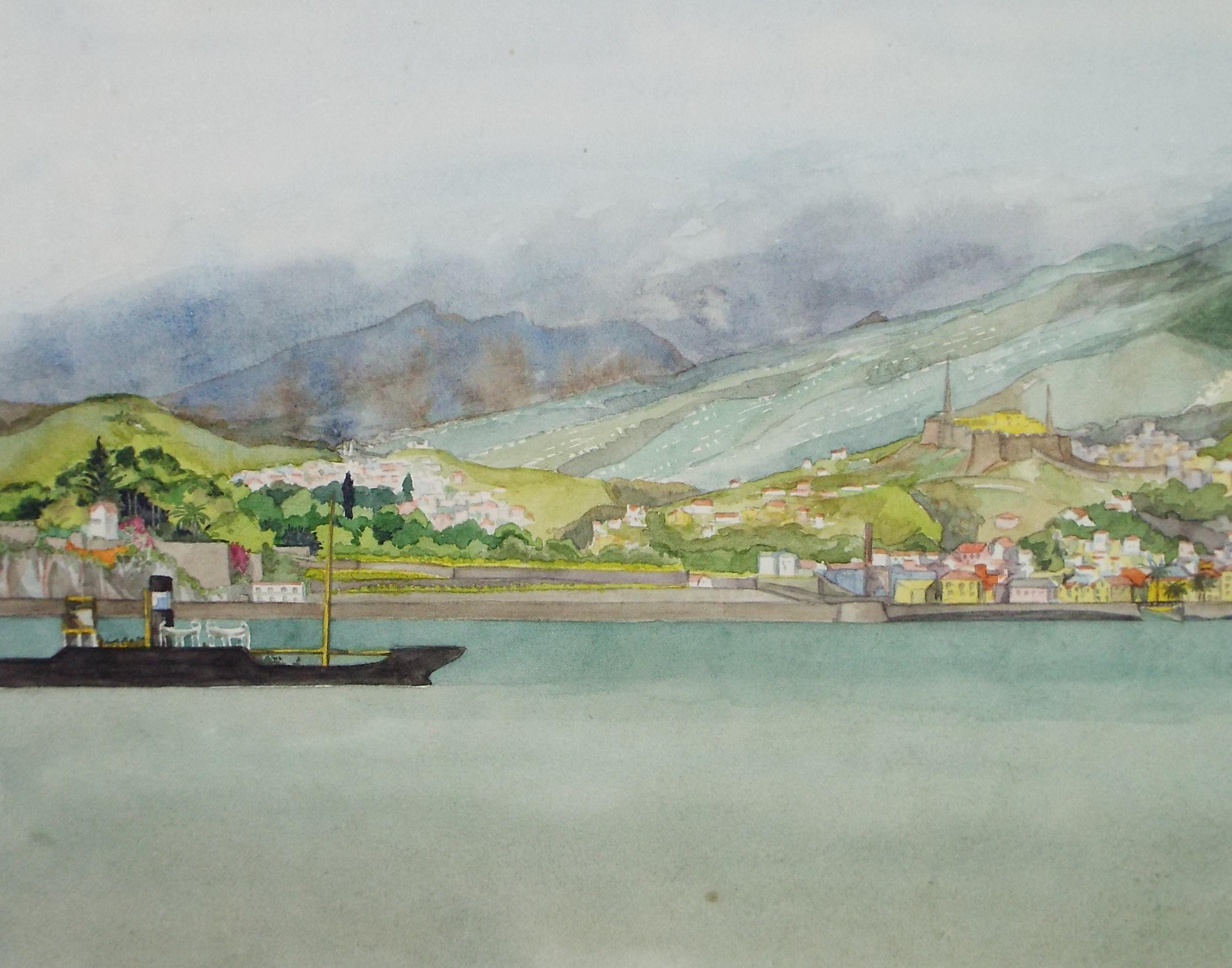 Original Watercolour, 'Off the coast, The Canaries', Circa 1950's, Ivy T. Attwell (1895-1985)