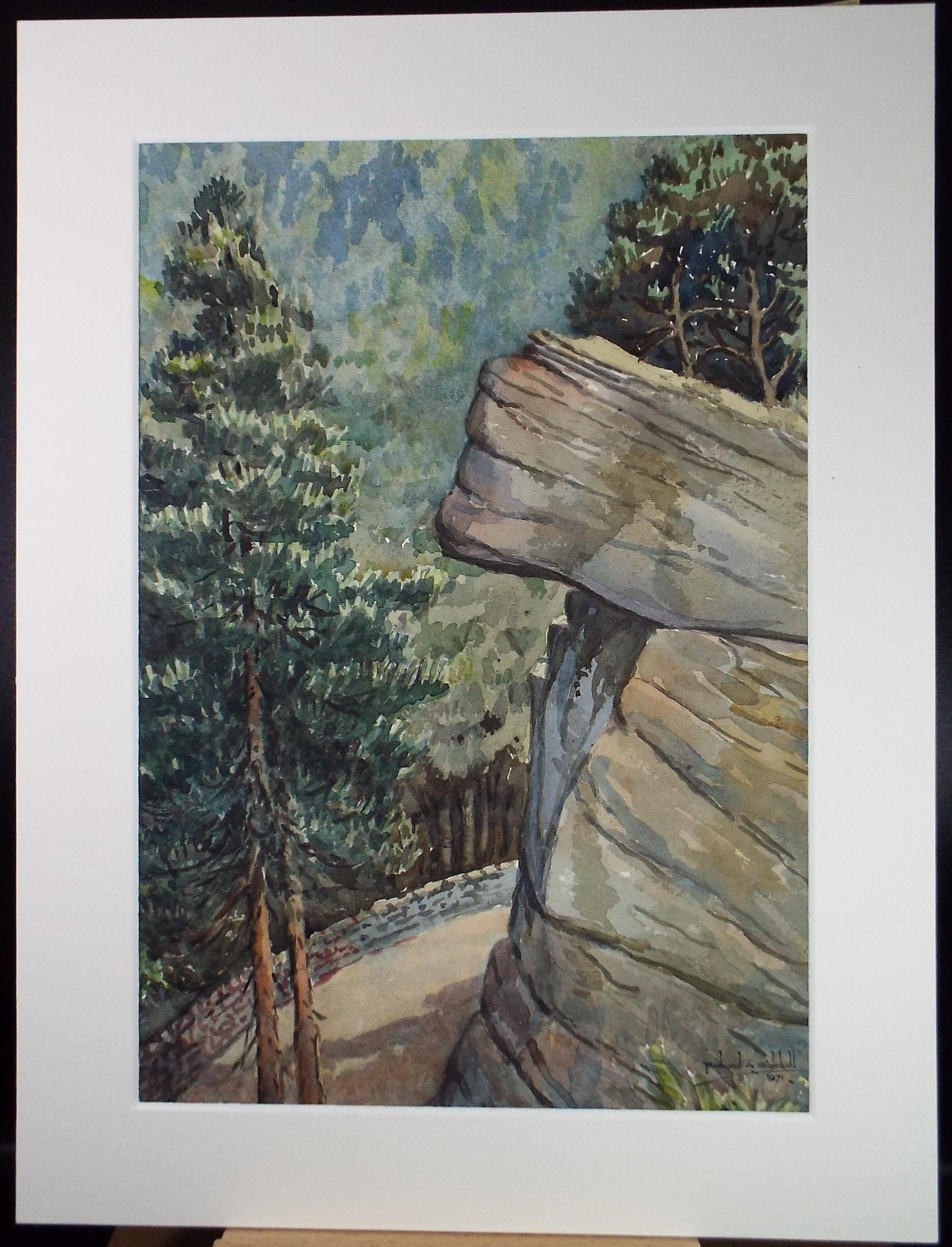 Original Watercolour, 'Cliffs above the road', Richard A Siddal, Dated 1971