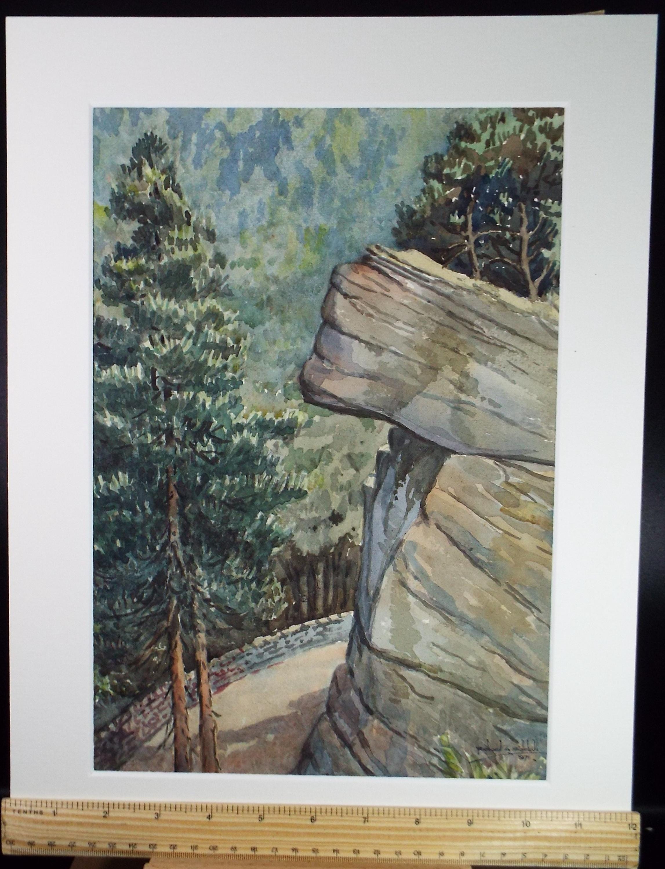 Original Watercolour, 'Cliffs above the road', Richard A Siddal, Dated 1971