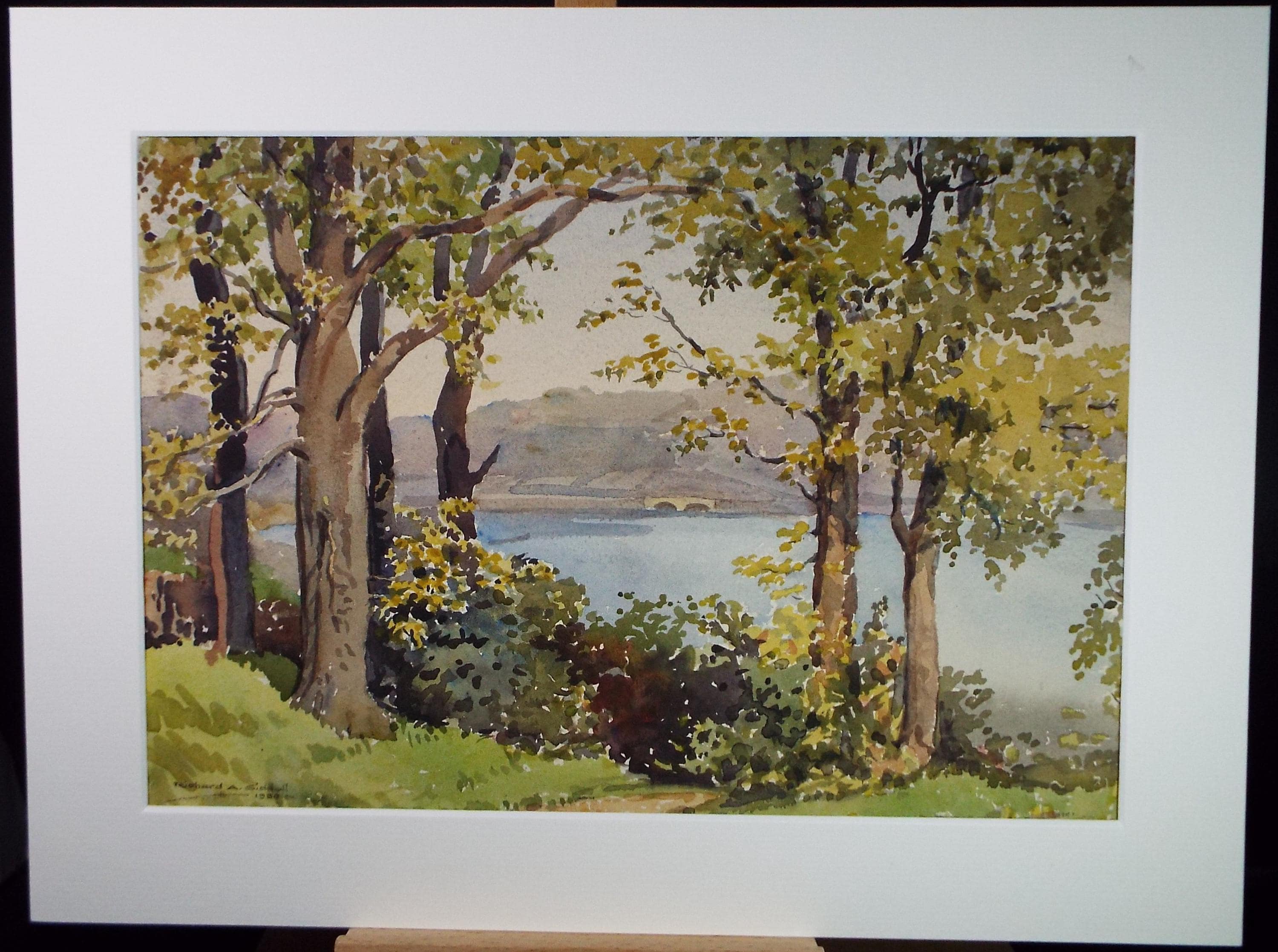 Original Watercolour, 'Reservoir', Richard A Siddall, Dated 1950