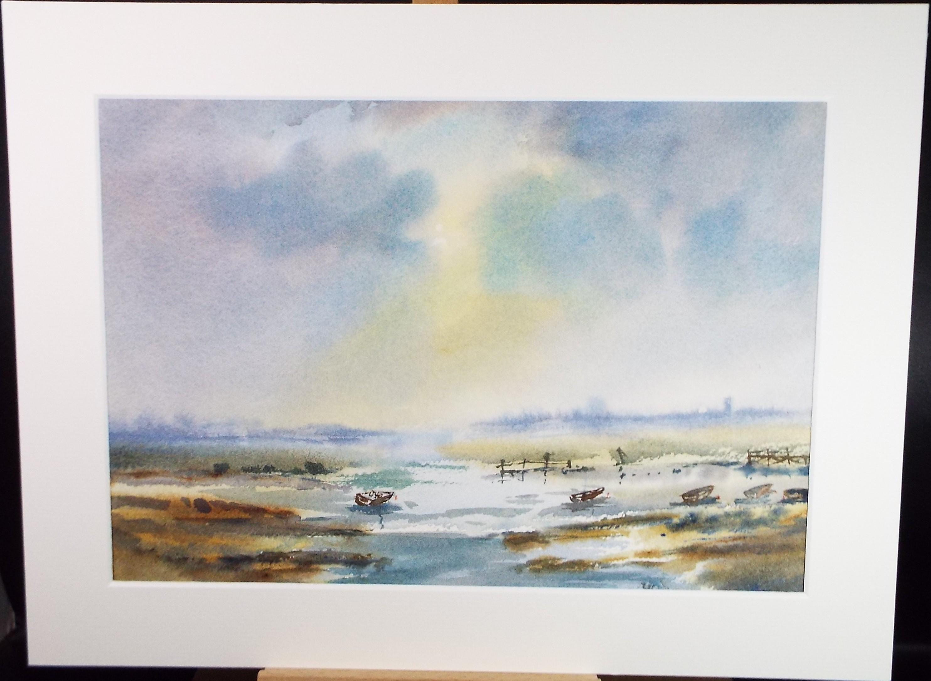 Original Watercolour, 'Coastal view', Peter Grimer, Dated 2000