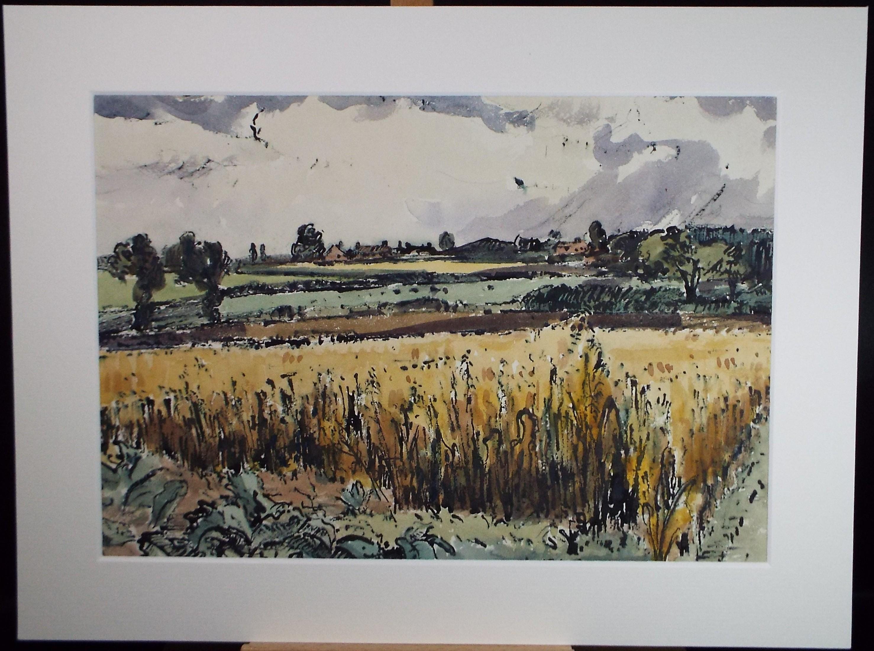 Original Watercolour & Ink, 'Farming Landscape with Cornfield', Edward Eaton Brannan (1886-1957)