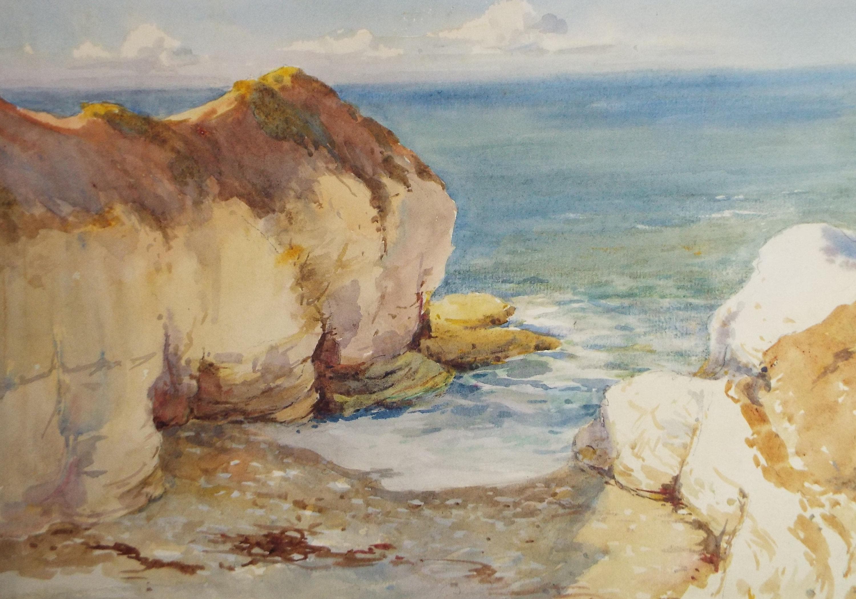 Original Watercolour, 'Coastal Cliffs', Charles Edward Wanless (c1875-1938), circa 1920's