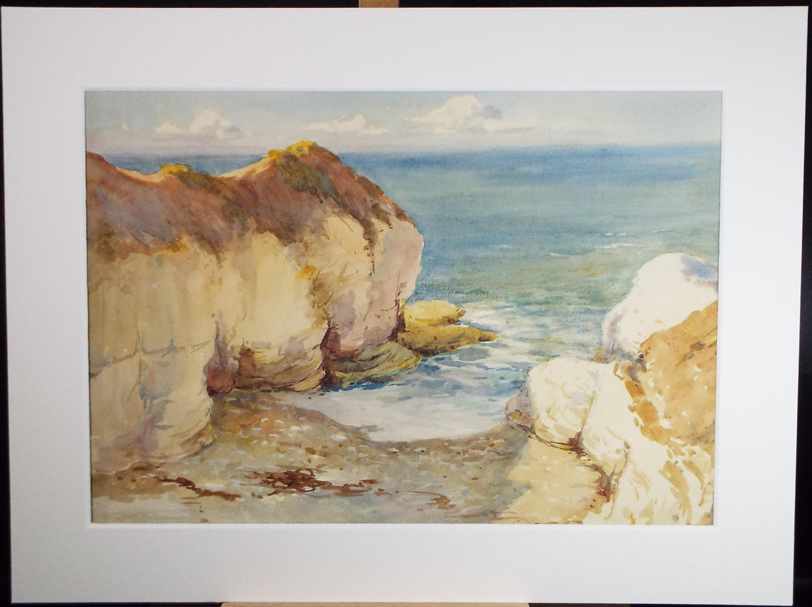 Original Watercolour, 'Coastal Cliffs', Charles Edward Wanless (c1875-1938), circa 1920's