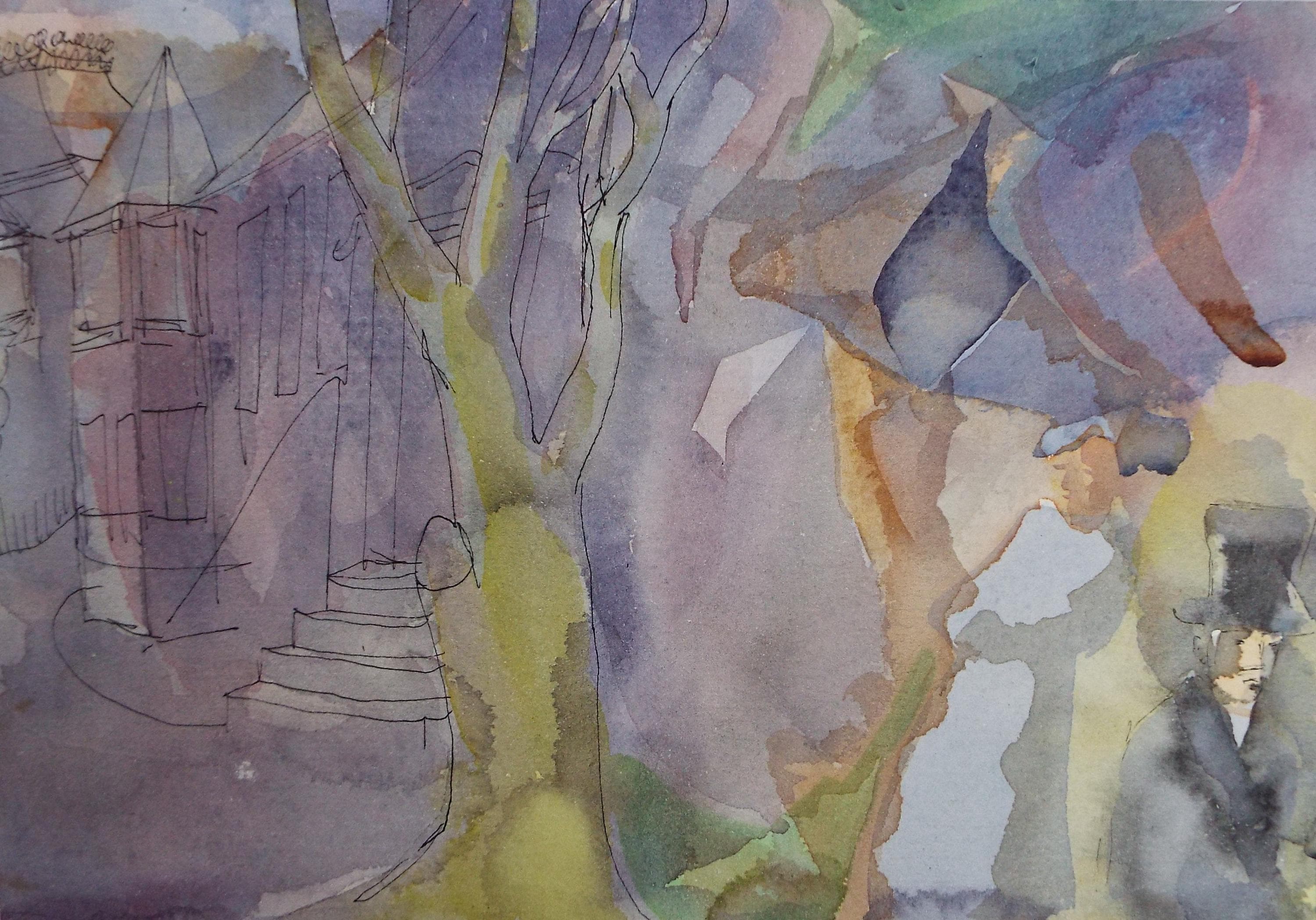 Original Watercolour, 'Figure & House in a Landscape, Circa 1950's, William D Clyne (1922-1981)