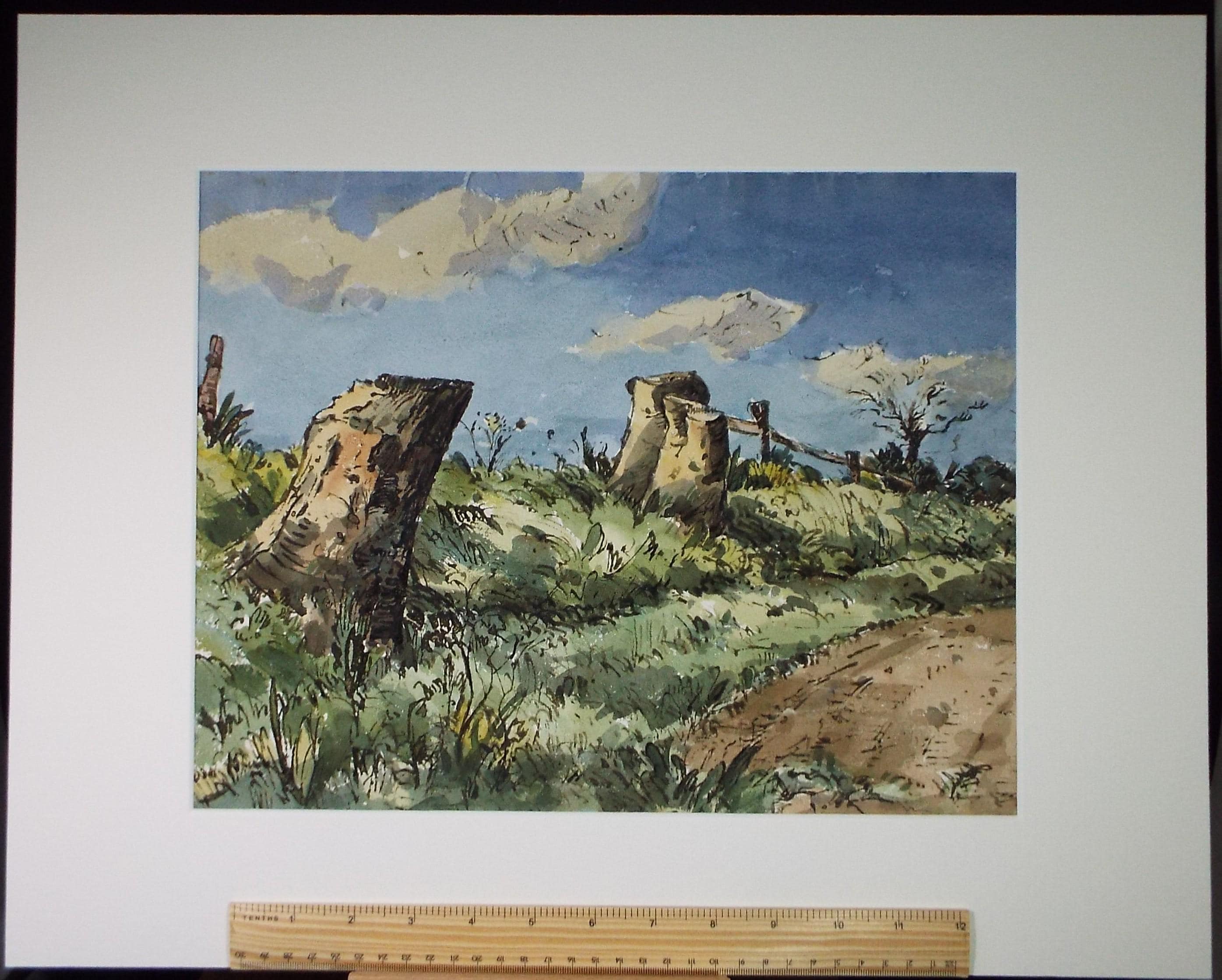 Original Watercolour, 'Tree Stumps', Edward Eaton Brannan (1886-1957),Circa 1940's