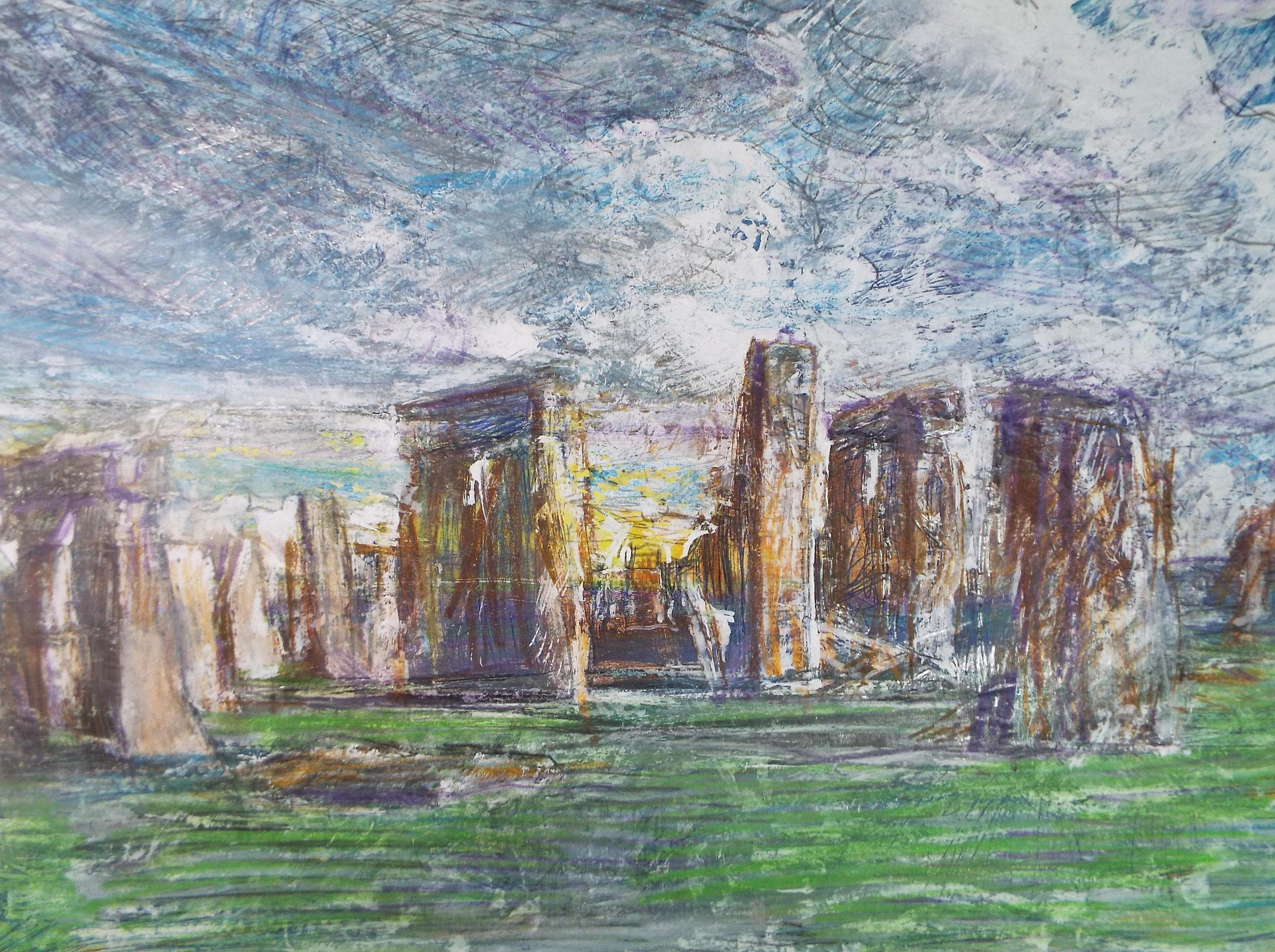 Original Mixed Media, 'Stone Henge', John Gilbey Bowles (1929-2011), Circa 1990's