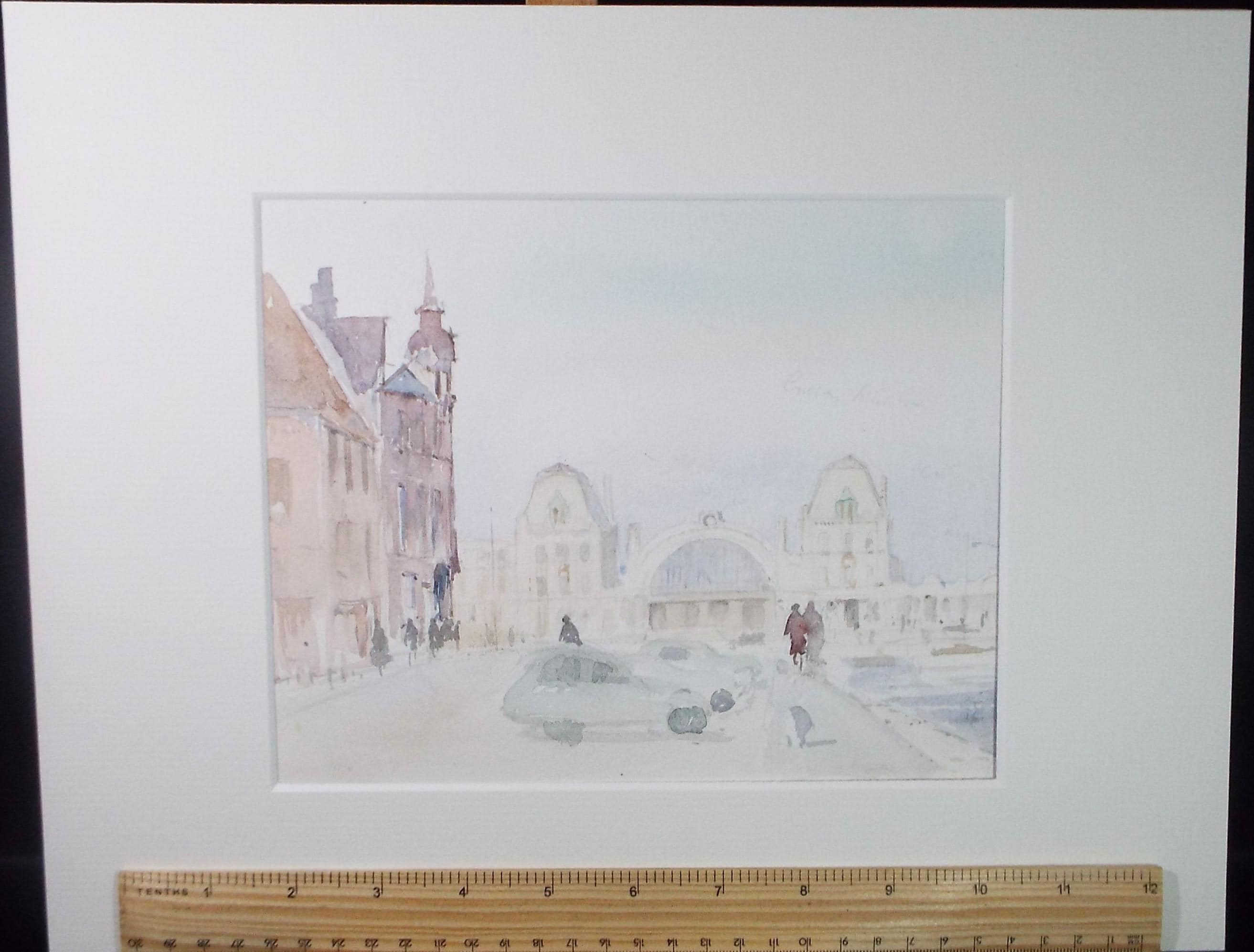 Original Watercolour, 'Figures by the Quay', Circa 1970's , Geoffrey Burrows (1934-2023)