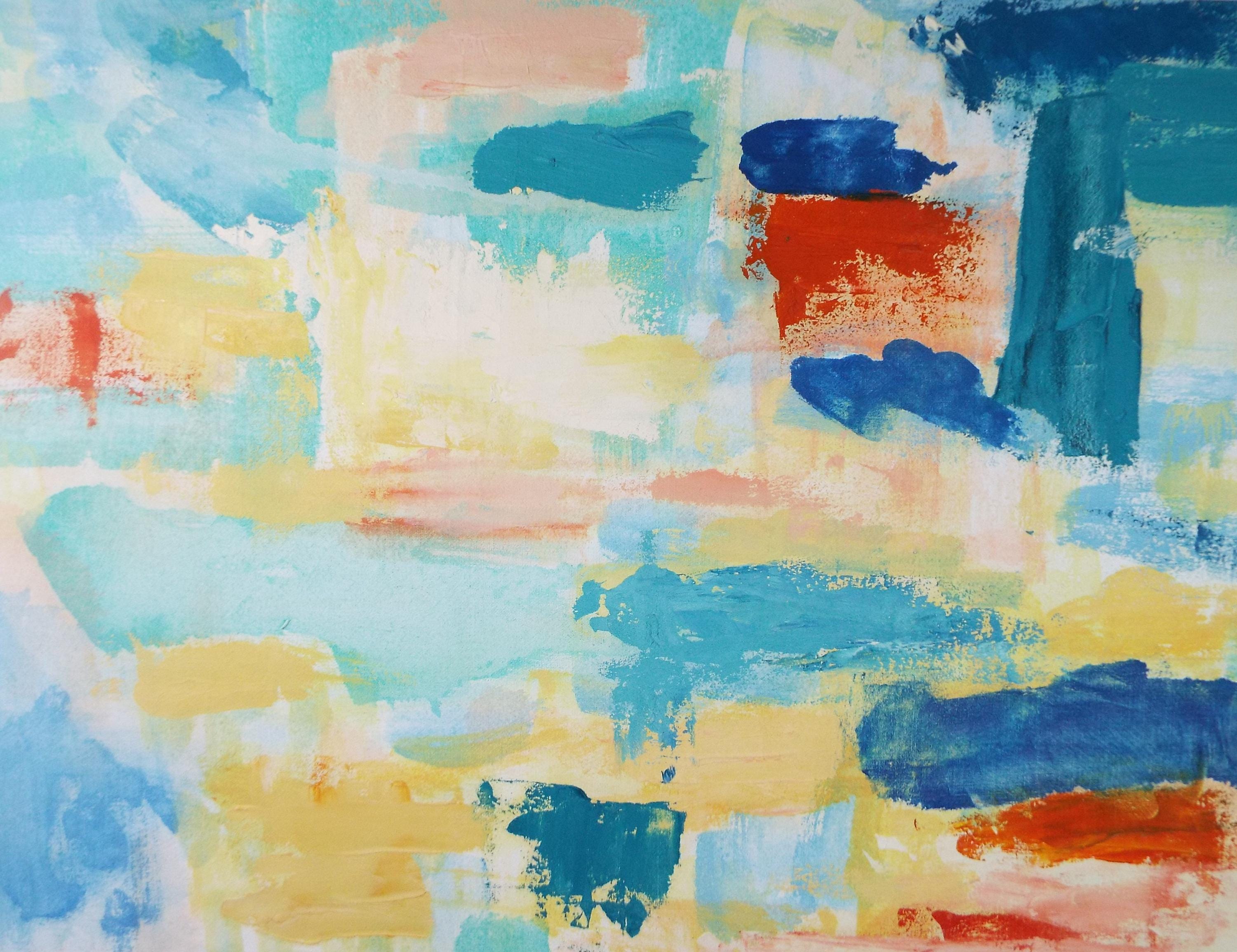 Original Oil & Acrylic on Canvas, 'Multicolour Abstract', Late 20th Century, Marie Edith Banks (British, b. 1943)