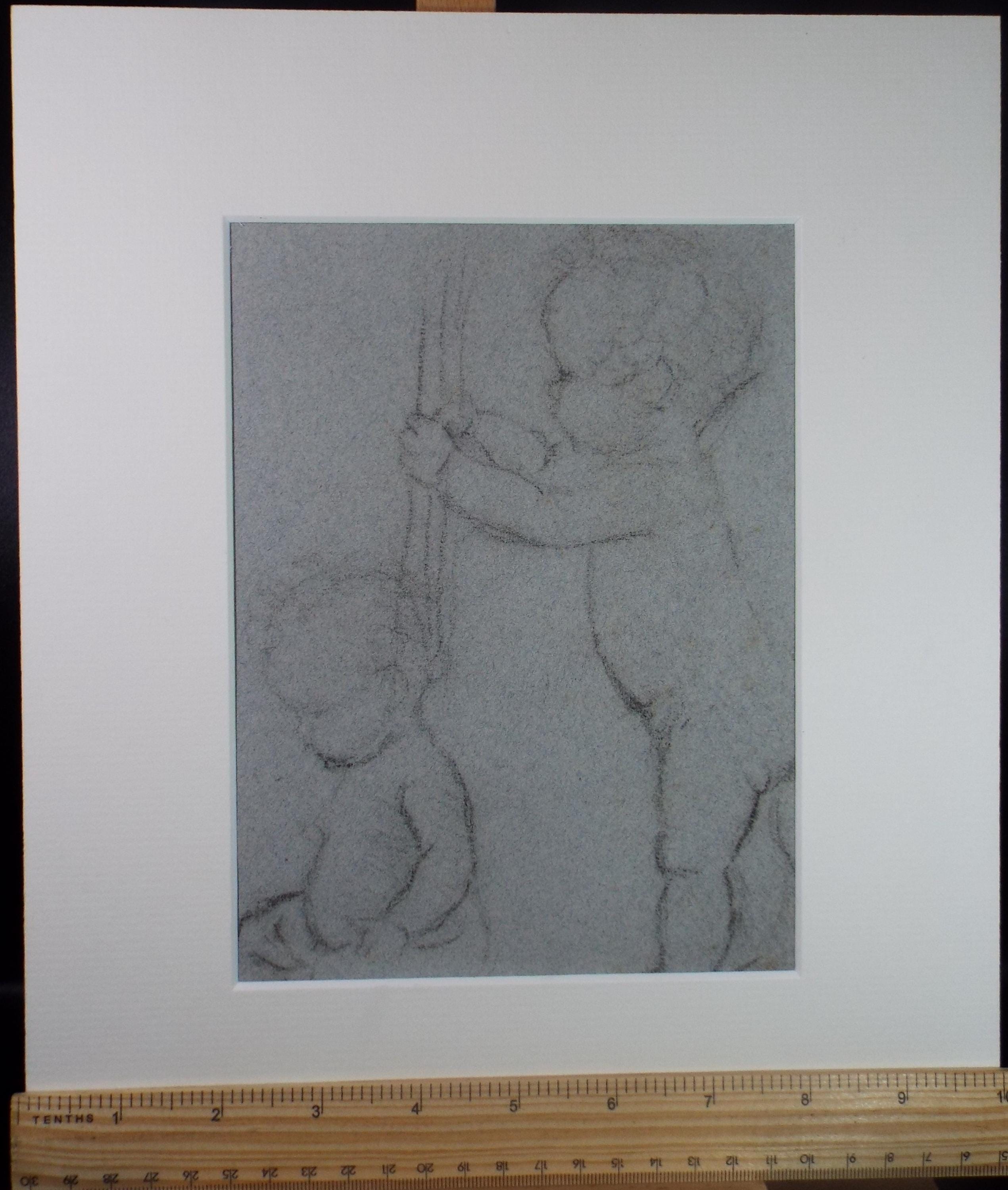 Original Conte sketch, 'Young Child Study', Susan Beatrice Pearce (1878-1980), Circa 1920