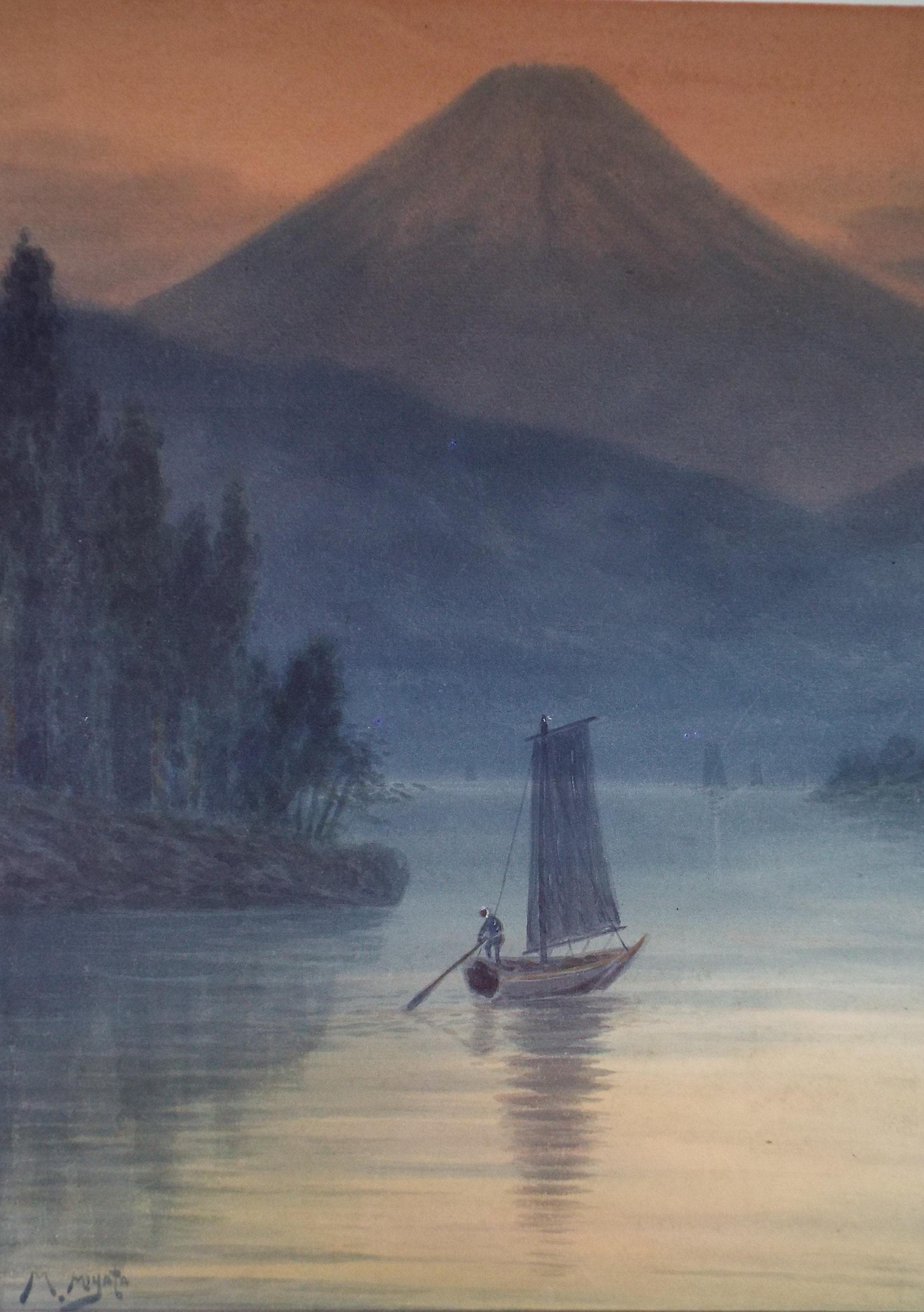 Original Watercolour, 'Japanese River scene', c1960's, Unknown Artist