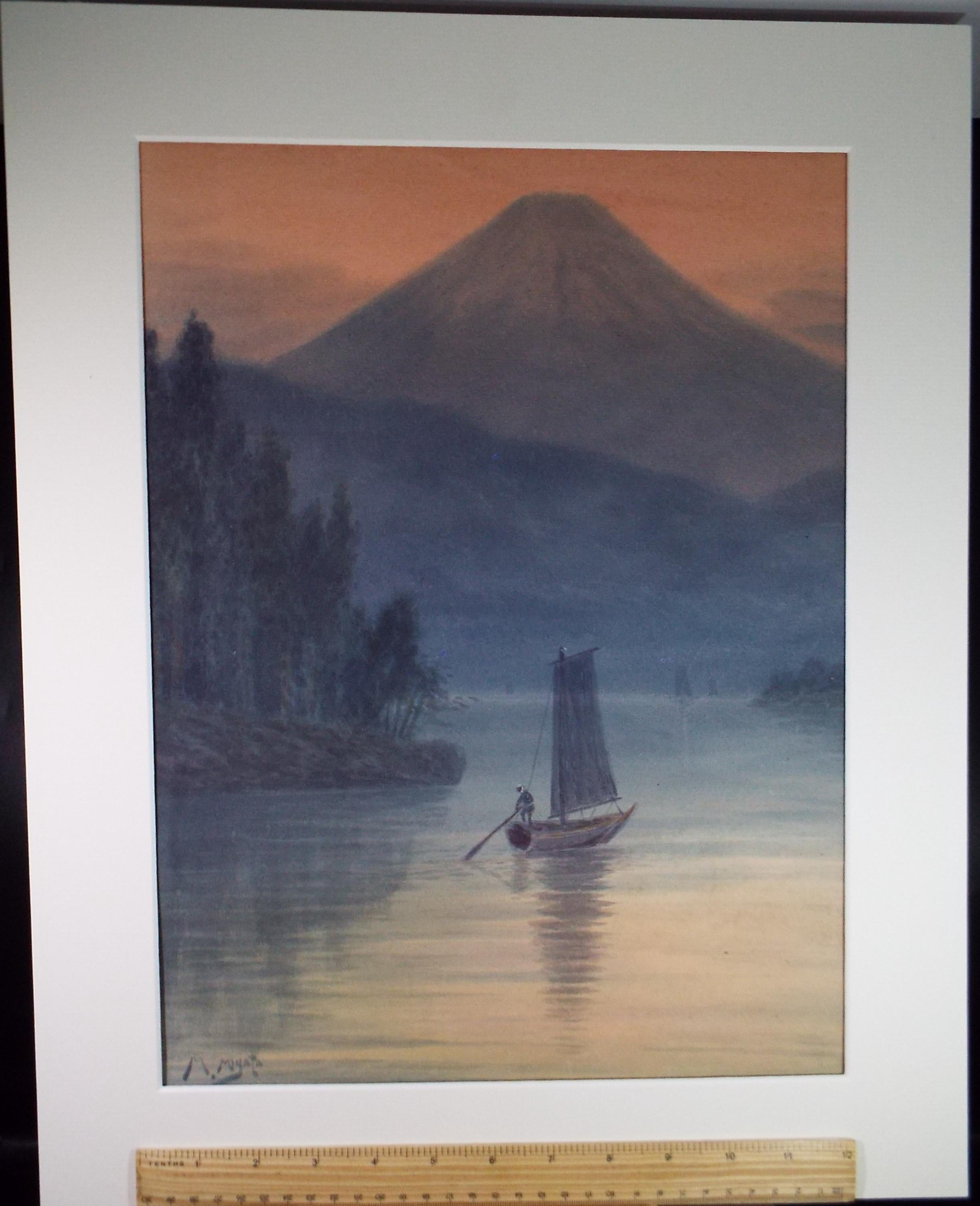 Original Watercolour, 'Japanese River scene', c1960's, Unknown Artist