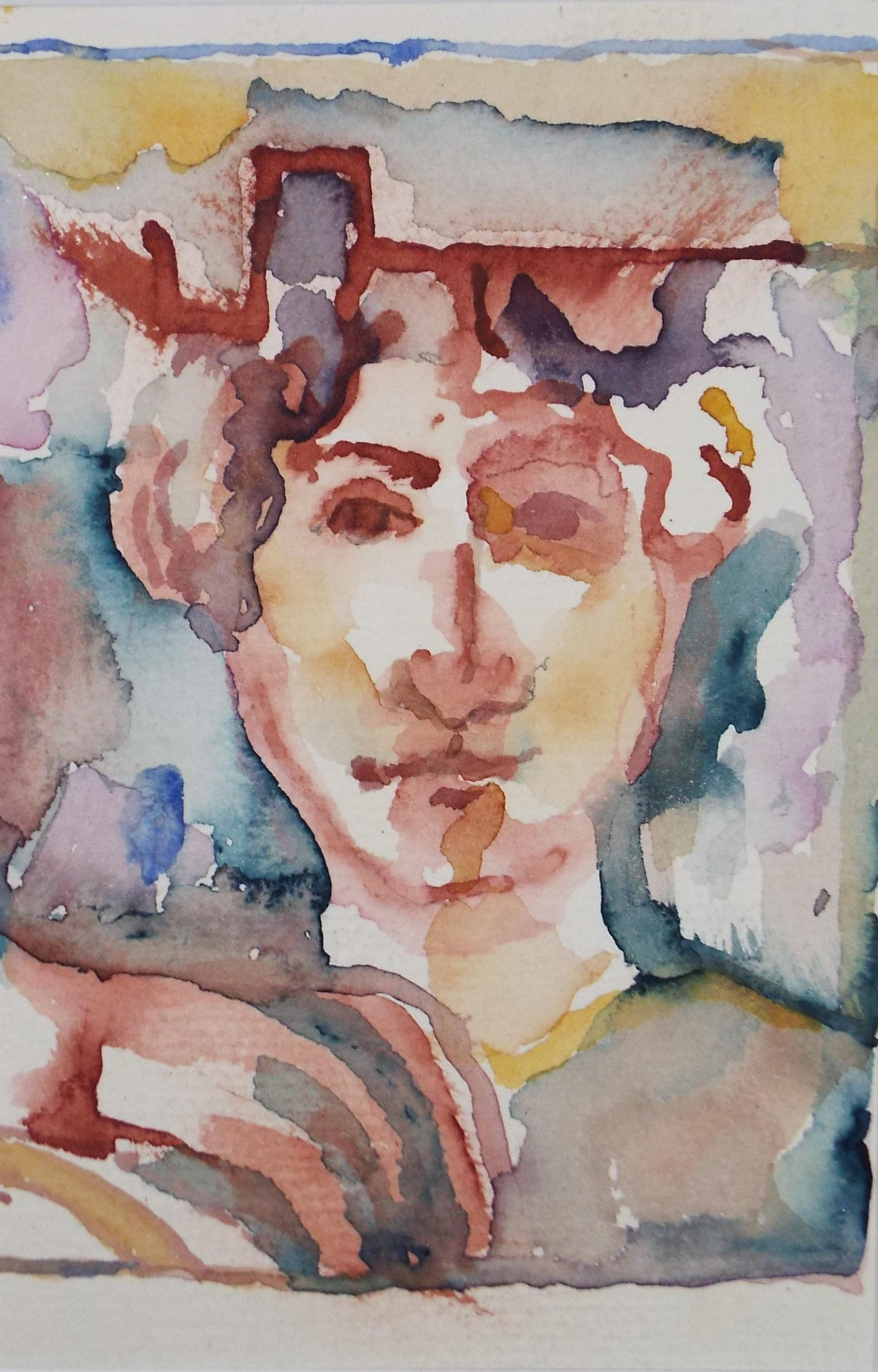Original Watercolour, 'Portrait Study, c1970's, Artist Unknown