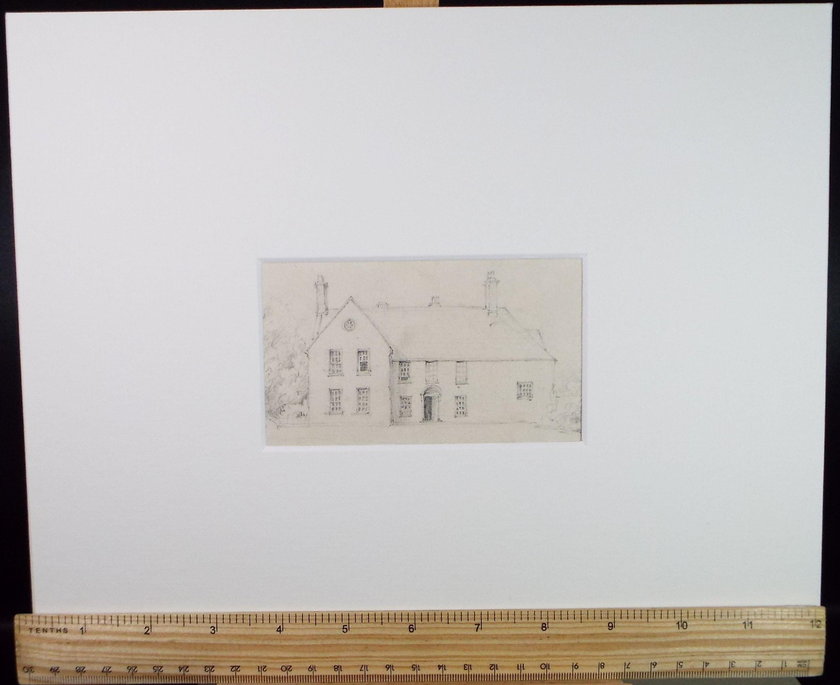 Original Pencil drawing, late 19th Century, 'Country House' - Unknown Artist