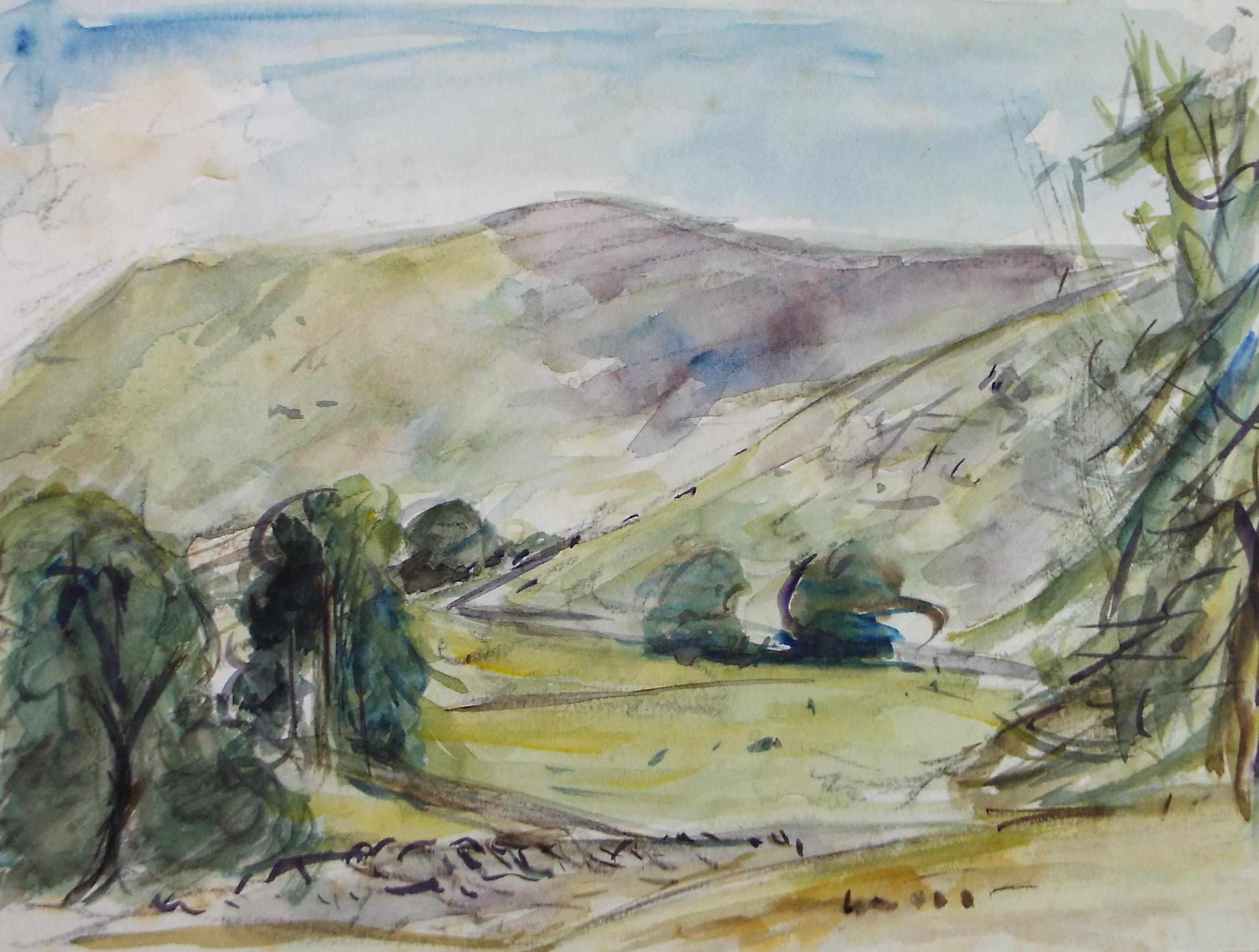 Original Watercolour , 'Landscape Study' Circa 1970's , Geoffrey Burrows (1934-2023)