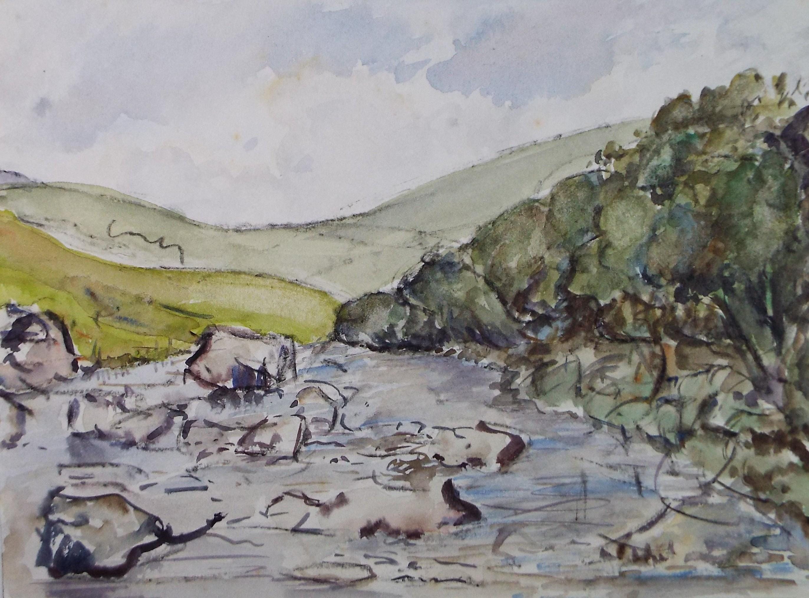 Original Watercolour , 'River Study' Circa 1970's , Geoffrey Burrows (1934-2023)