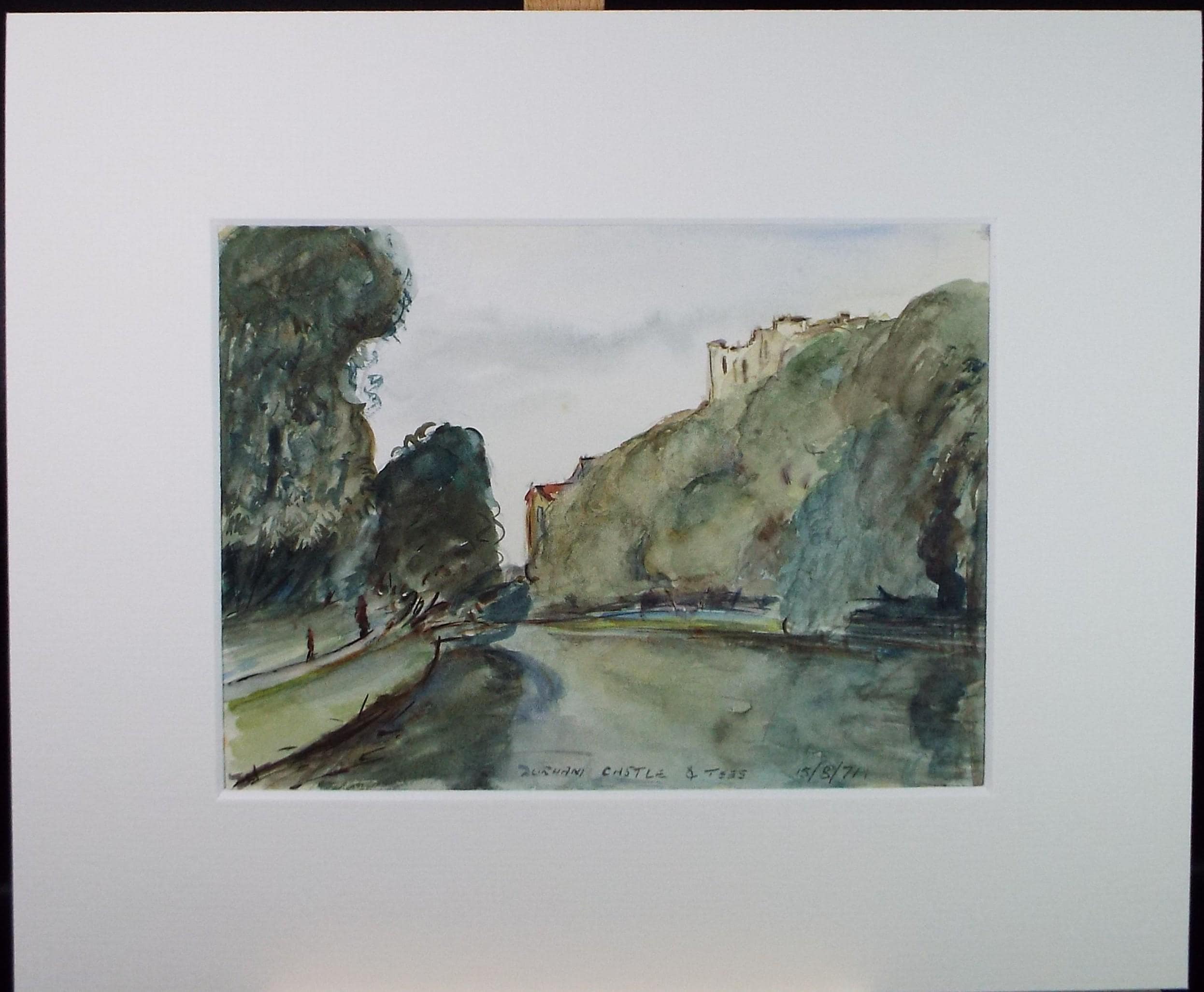Original Watercolour , 'Durham Castle & Tees' Circa 1970's , Geoffrey Burrows (1934-2023)