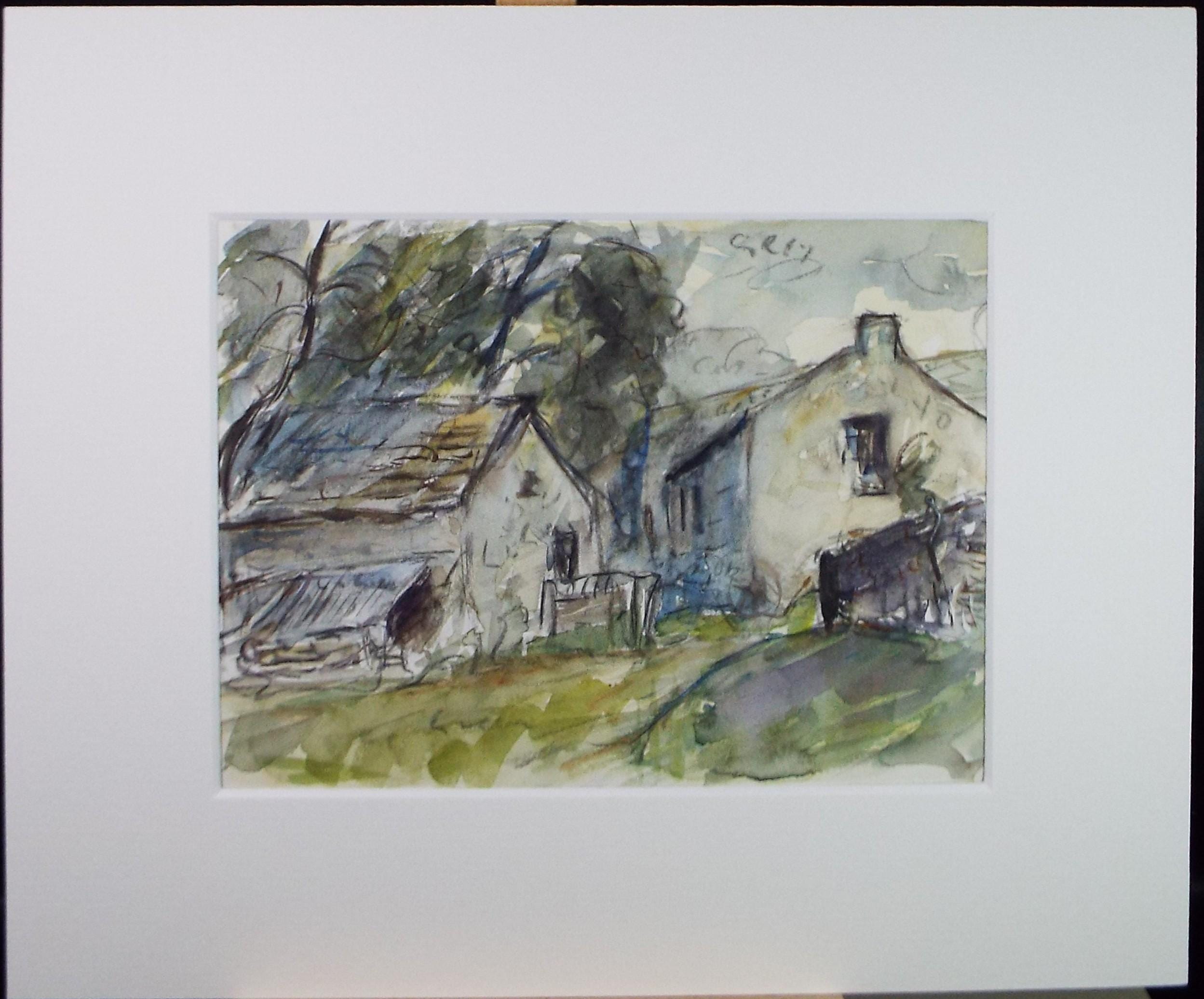 Original Watercolour , 'Farm Buildings', Circa 1970's , Geoffrey Burrows (1934-2023)
