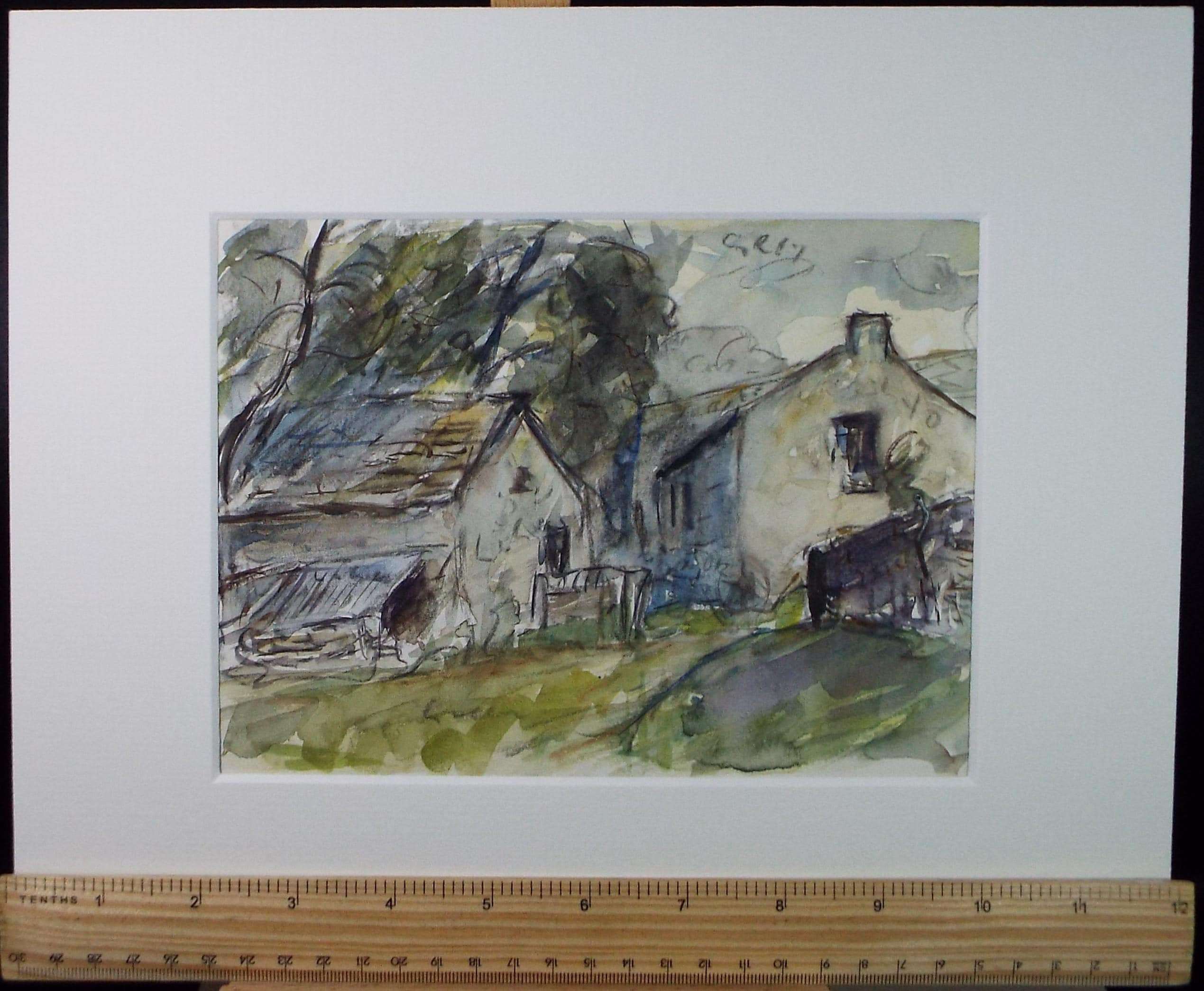 Original Watercolour , 'Farm Buildings', Circa 1970's , Geoffrey Burrows (1934-2023)