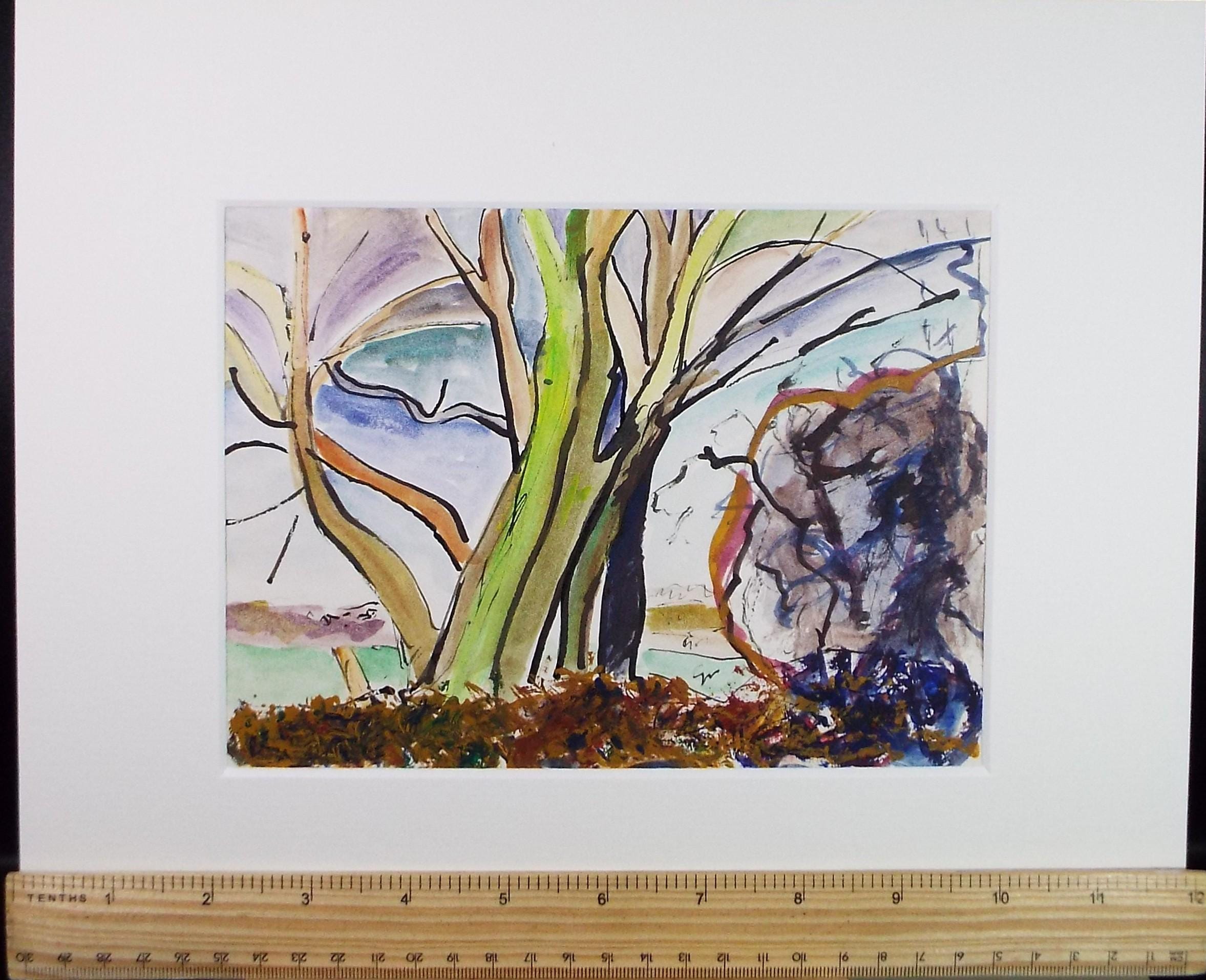 Original Watercolour & Ink , 'Woodland Study', Circa 1970's , Geoffrey Burrows (1934-2023)