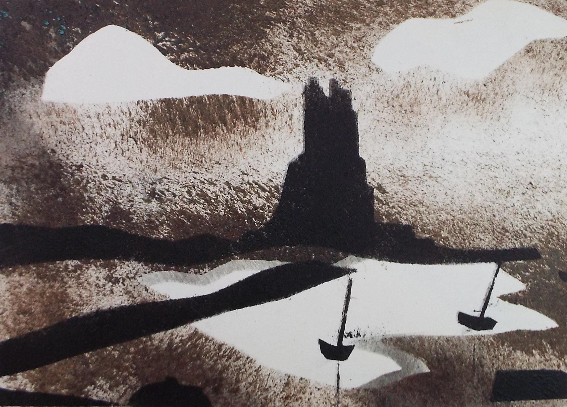Original Monoprint, 'Coastal landscape' , Ken Stewart (1926-1991), Circa 1960's