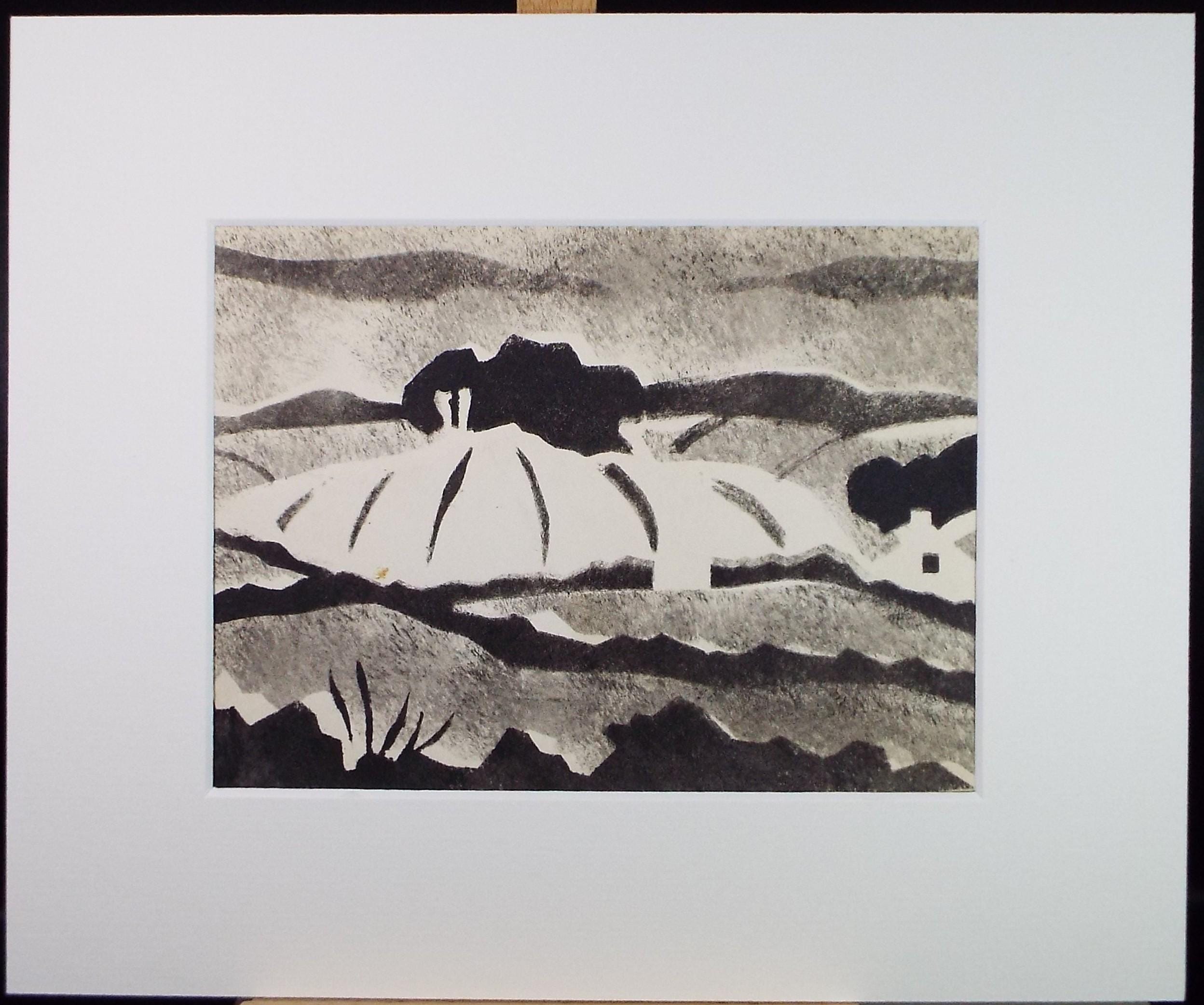 Original Monoprint, 'Coastal landscape' , Ken Stewart (1926-1991), Circa 1960's