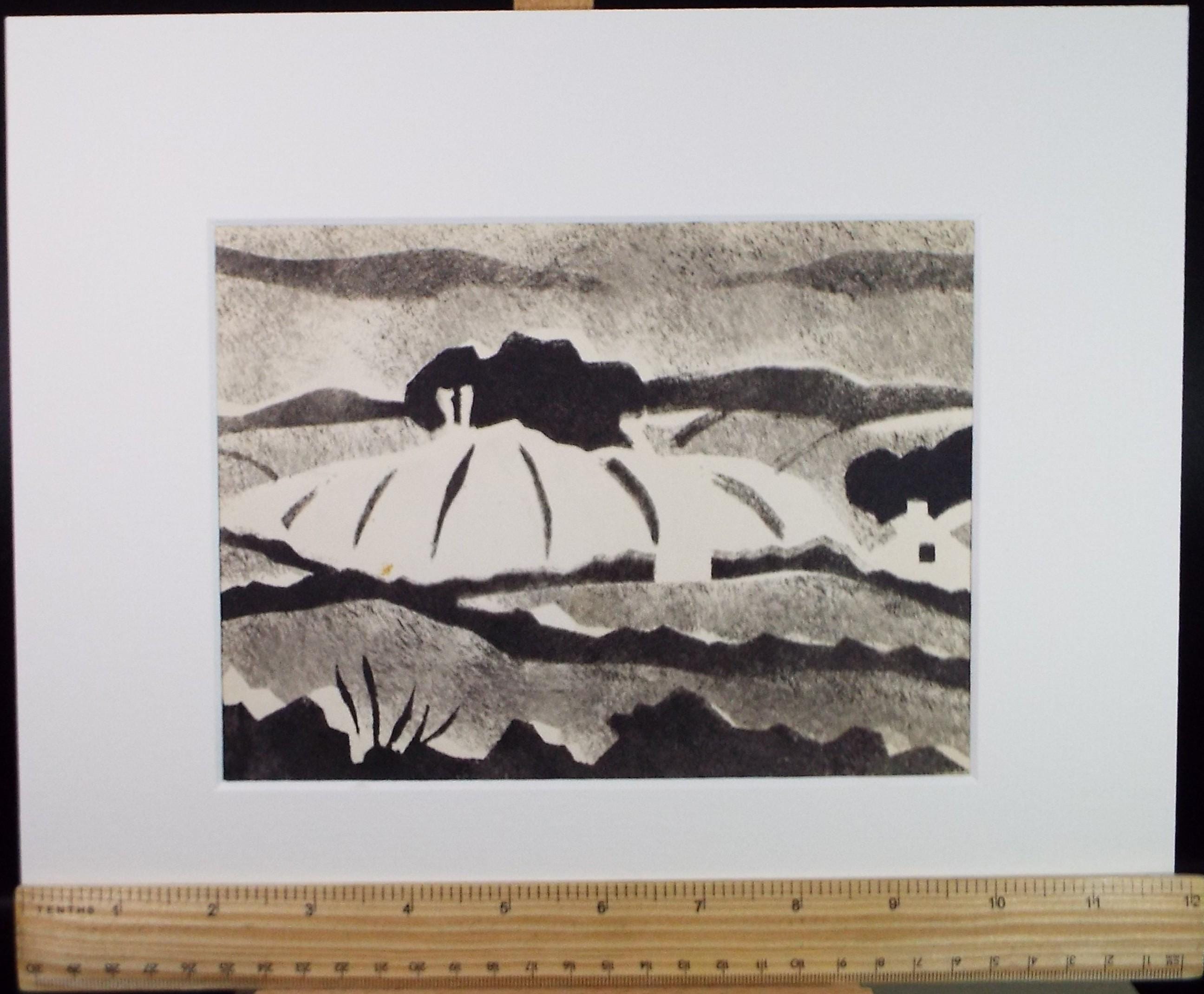 Original Monoprint, 'Coastal landscape' , Ken Stewart (1926-1991), Circa 1960's