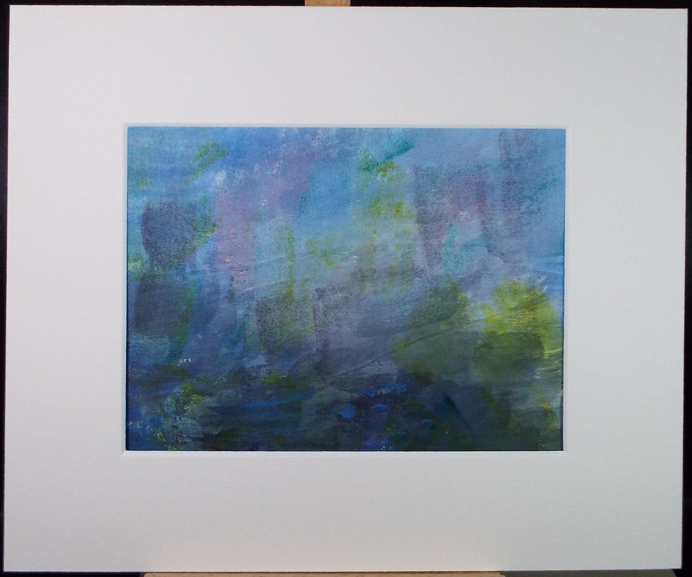 Original Abstract Painting in blue, Late 20th Century, Marie Edith Banks Canvas Art