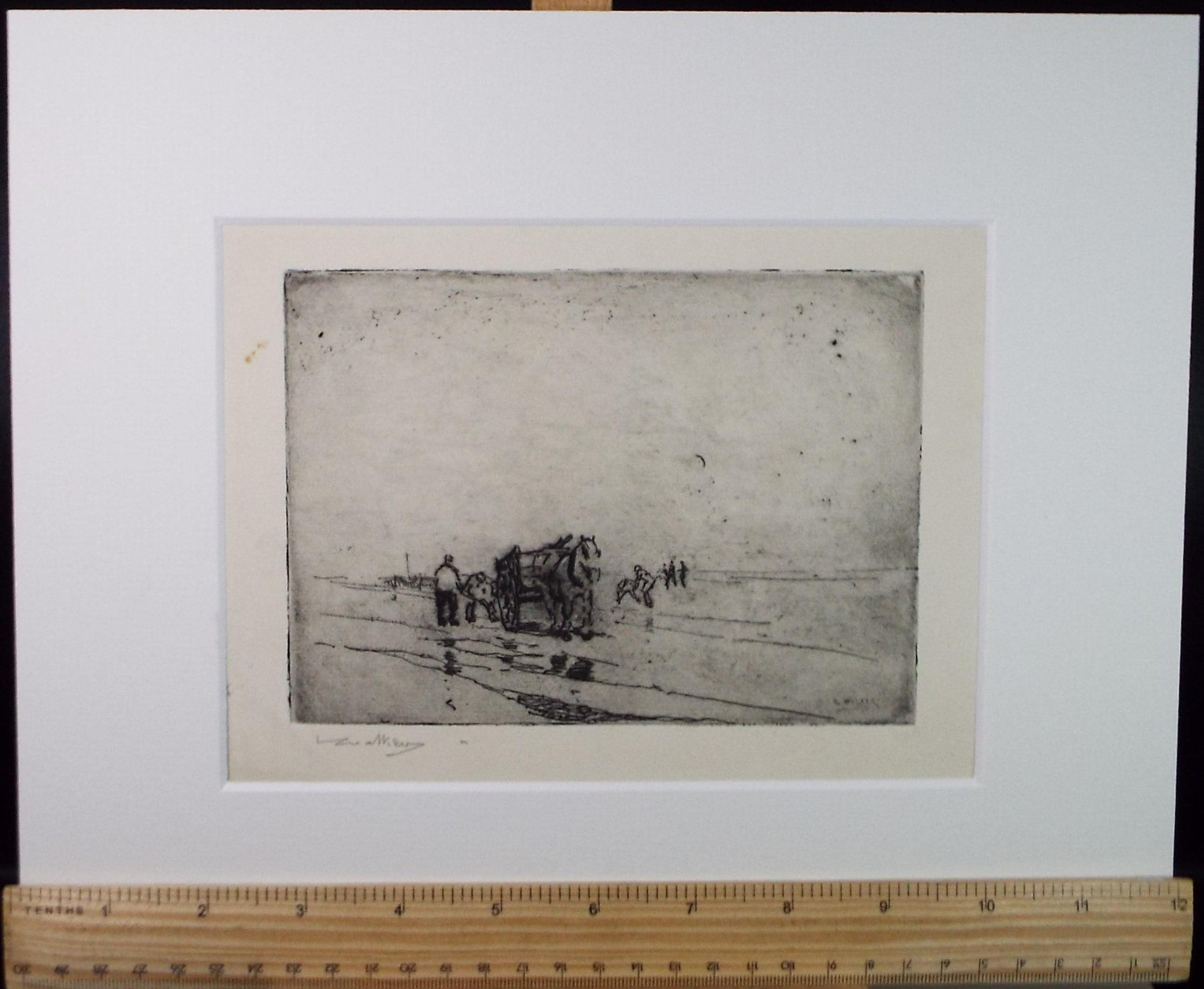 Hand Pressed Etching, 'Cockle Pickers', Lawrence Walker (1877-1967), Circa 1920's, signed