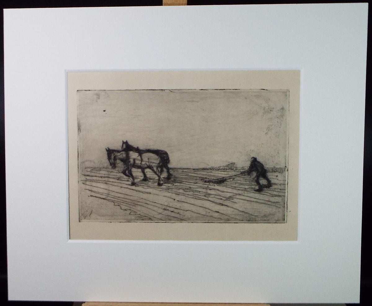 Hand Pressed Etching, 'Winter Ploughing', Lawrence Walker (1877-1967), Circa 1920's