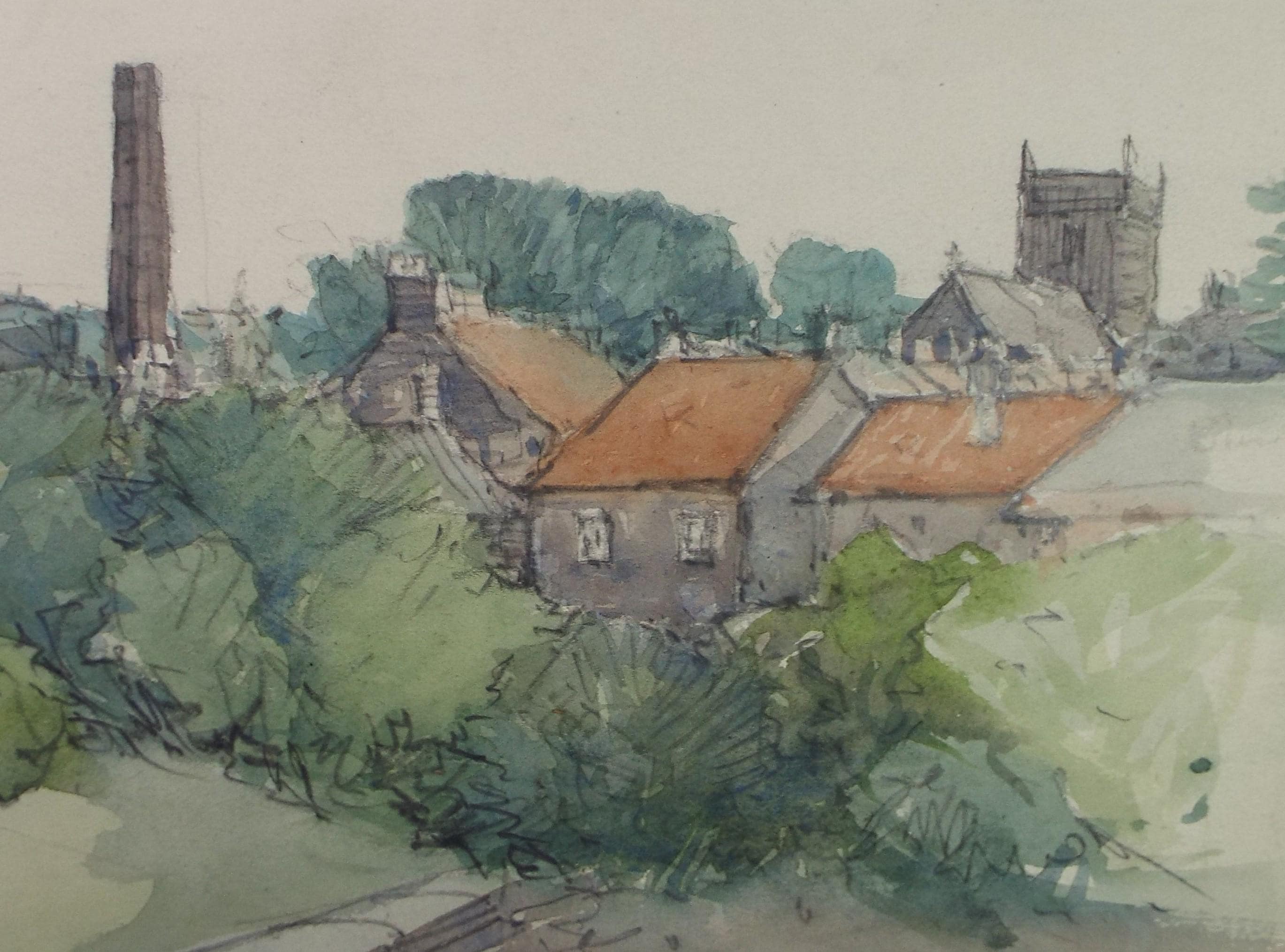 Original Watercolour & Pencil, 'Townscape', Circa 1920's, Lawrence Walker (1877-1967)