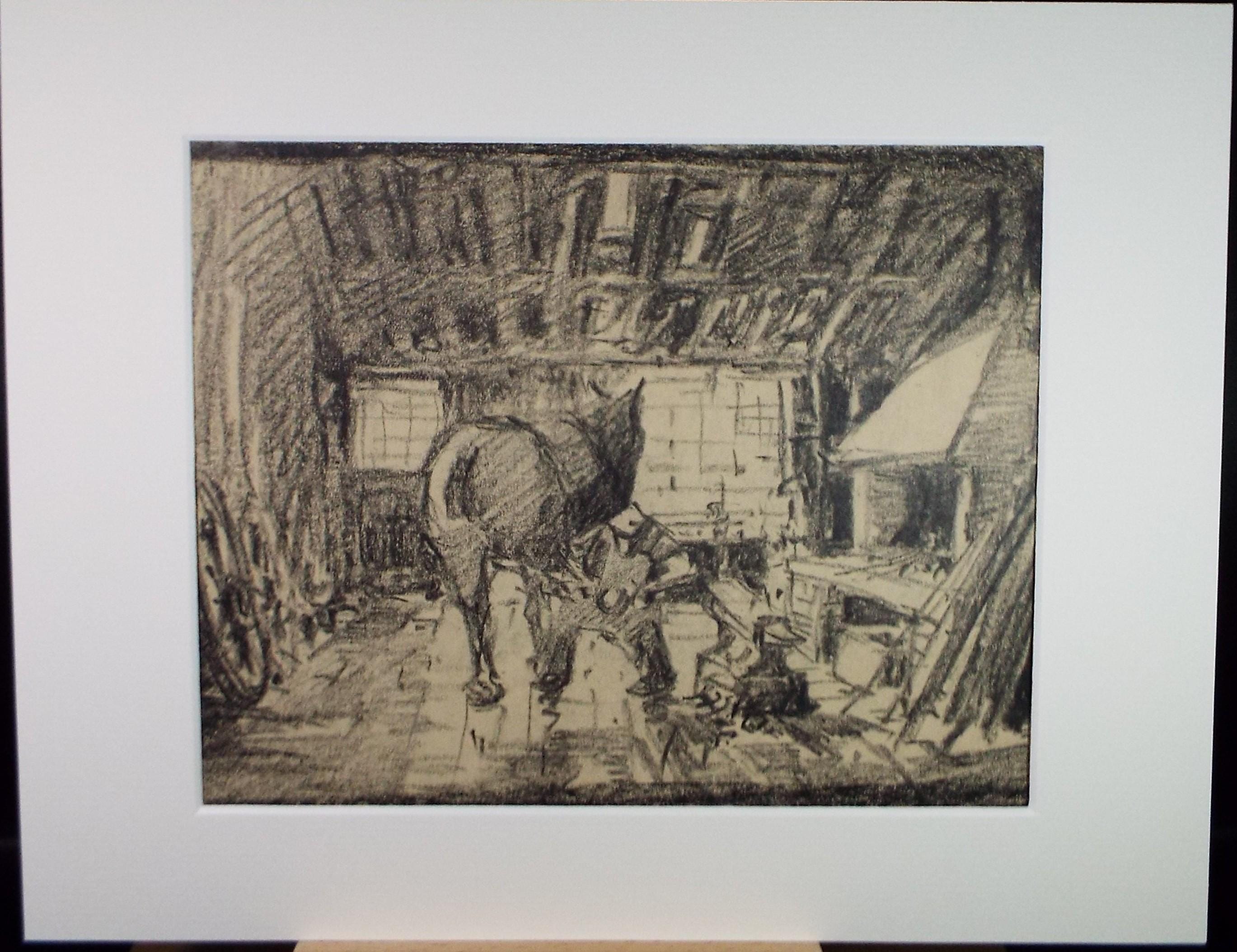 Hand Pulled lithograph, 'In the Blacksmiths', Lawrence Walker (1877-1967), Circa 1920's