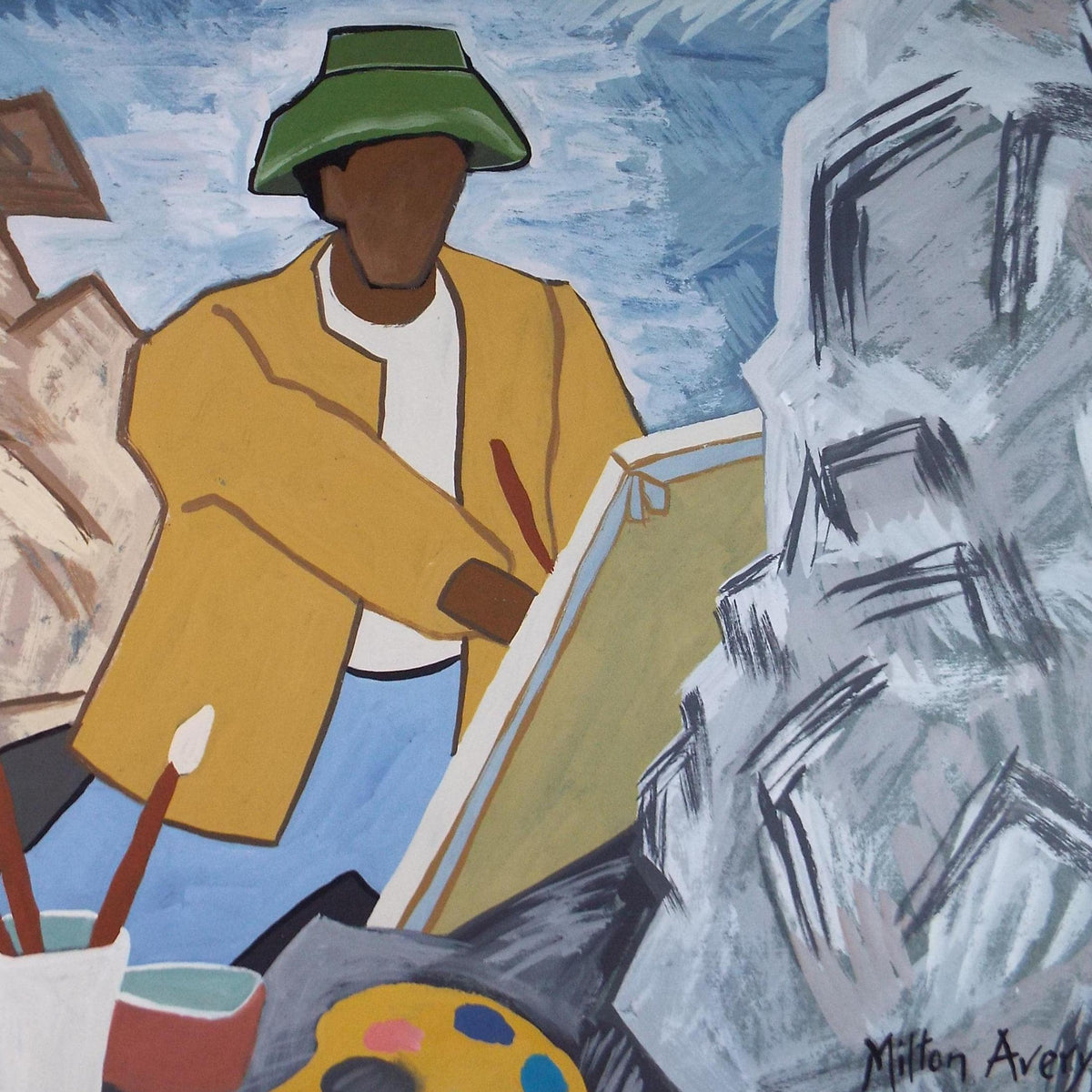 Original Gouache , 'Artist Painting ', Milton Avery, circa 1980's