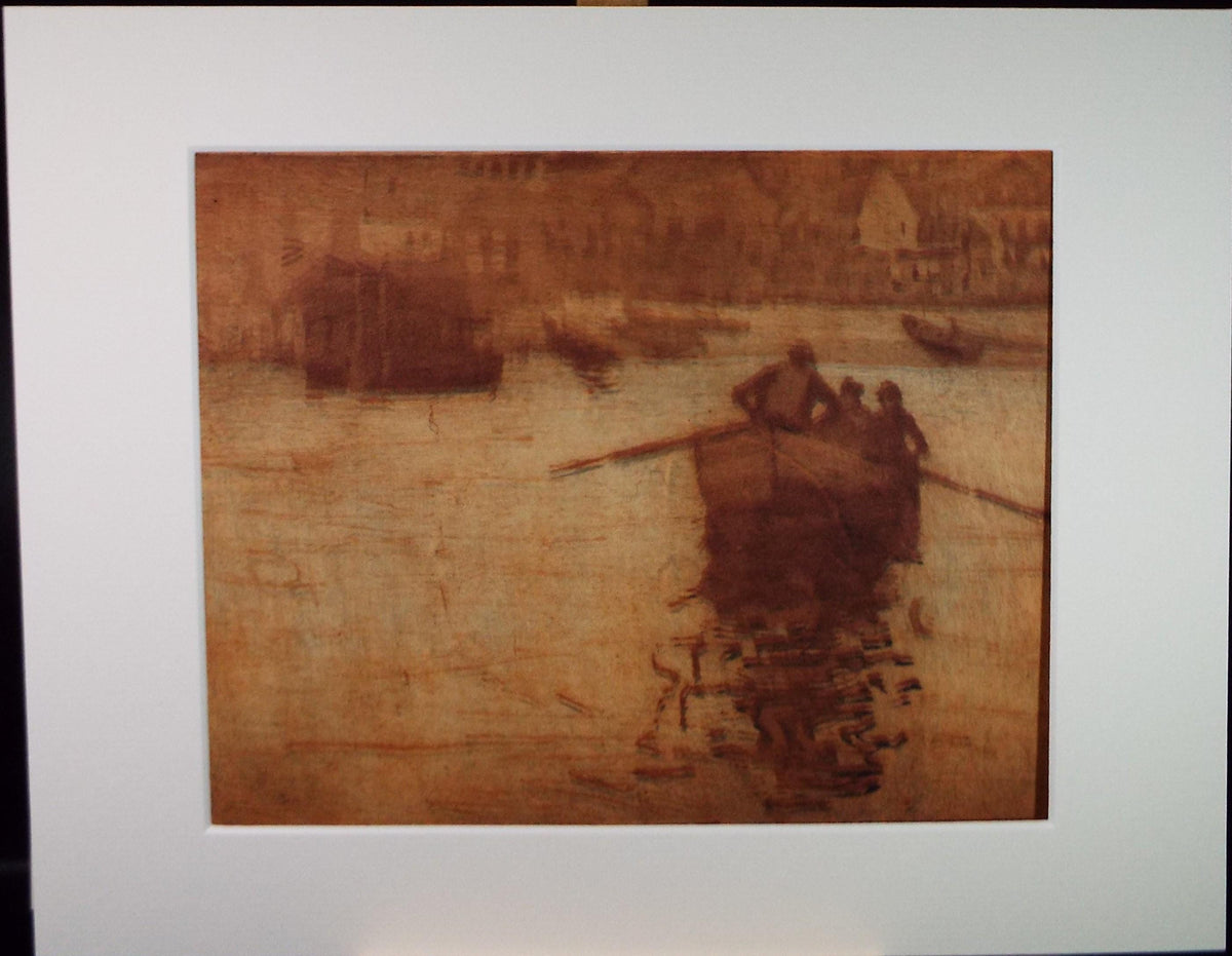 Hand Pressed Etching, 'Figures in a rowing boat', Lawrence Walker (1877-1967), Circa 1920's
