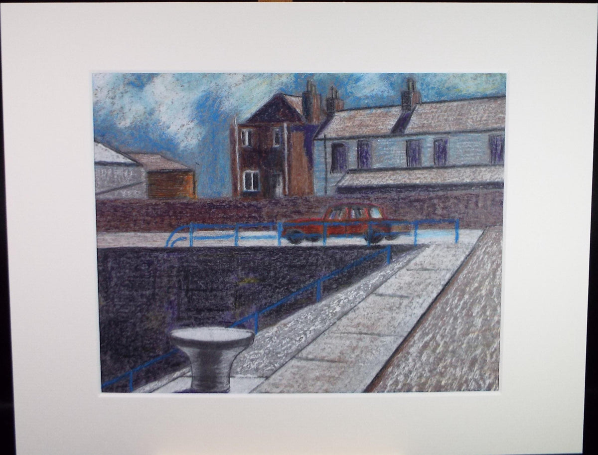 Original Pastel, 'Quayside', Artist unknown, Circa 1980's