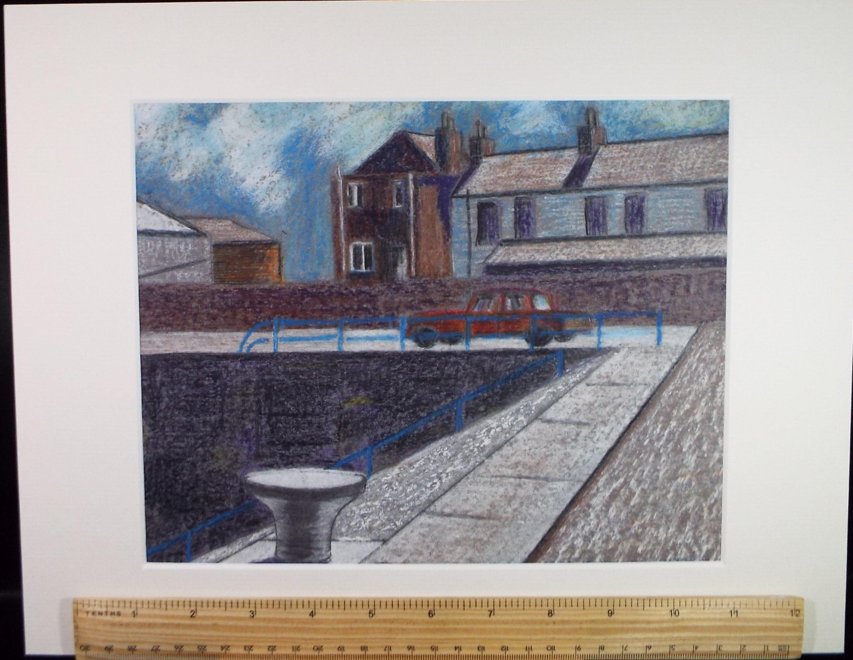 Original Pastel, 'Quayside', Artist unknown, Circa 1980's