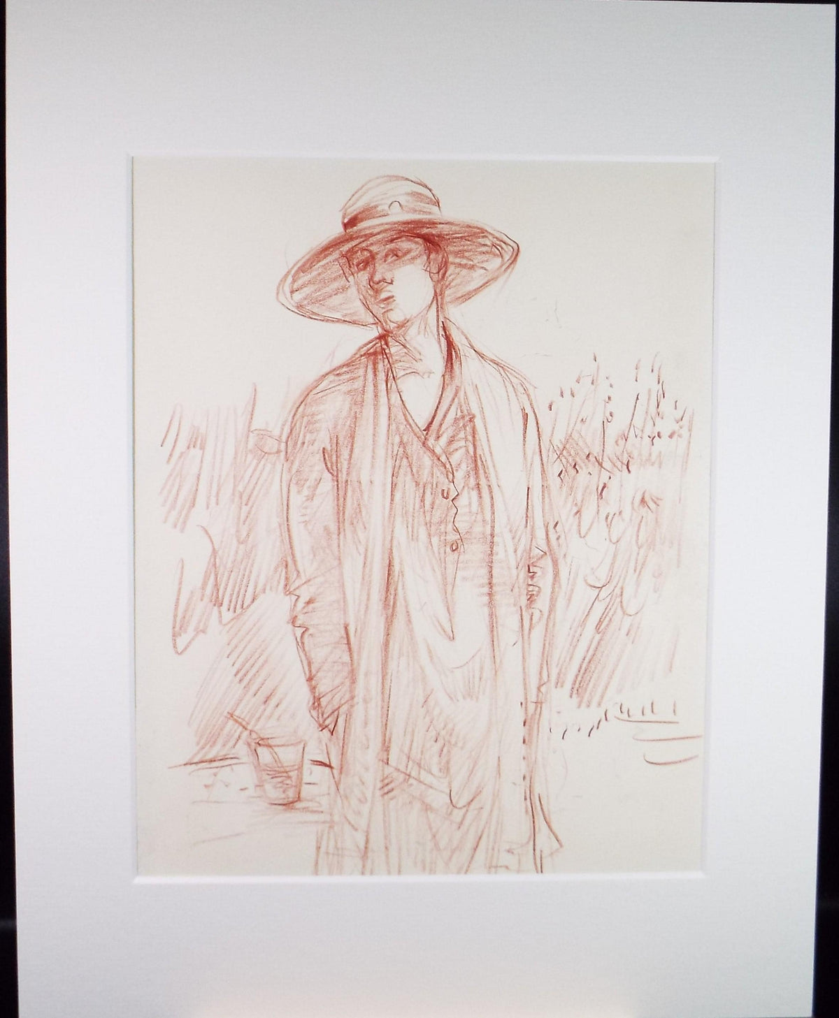 Original Pencil drawing 'Woman in a hat', circa 1990's, John Gilbey Bowles (1929-2011)