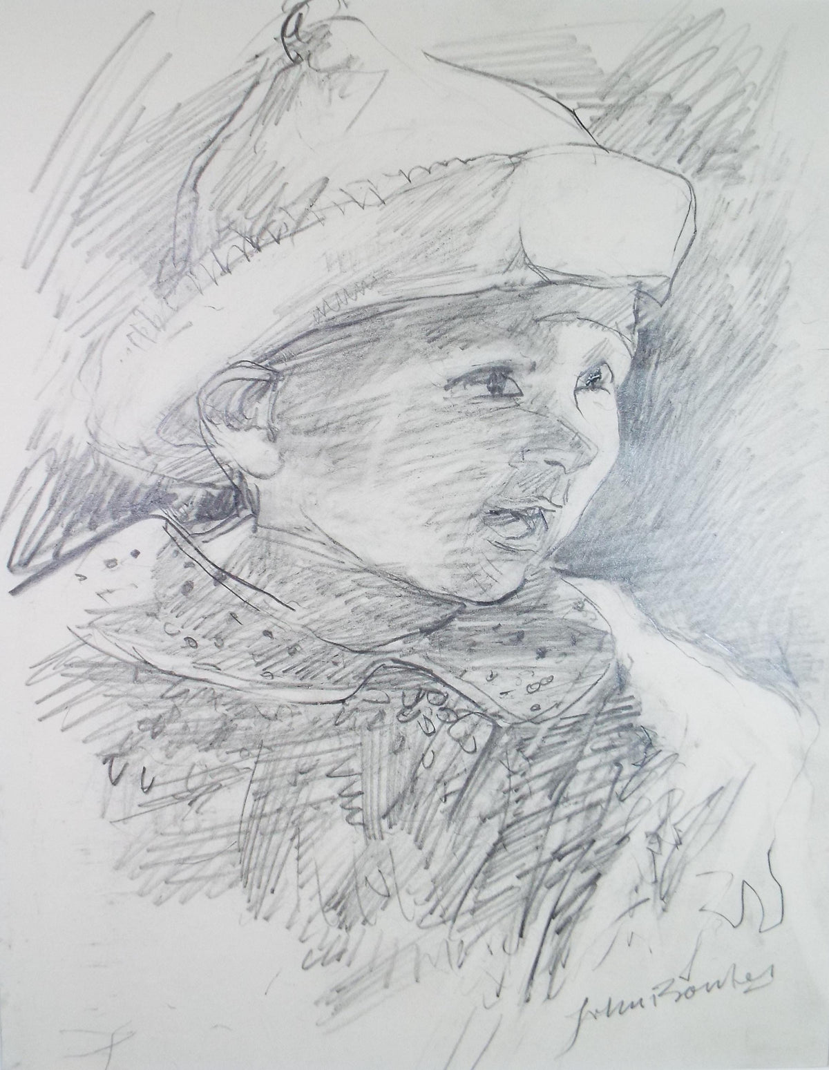 Original Pencil drawing 'Study of a child', circa 1990's, John Gilbey Bowles (1929-2011)