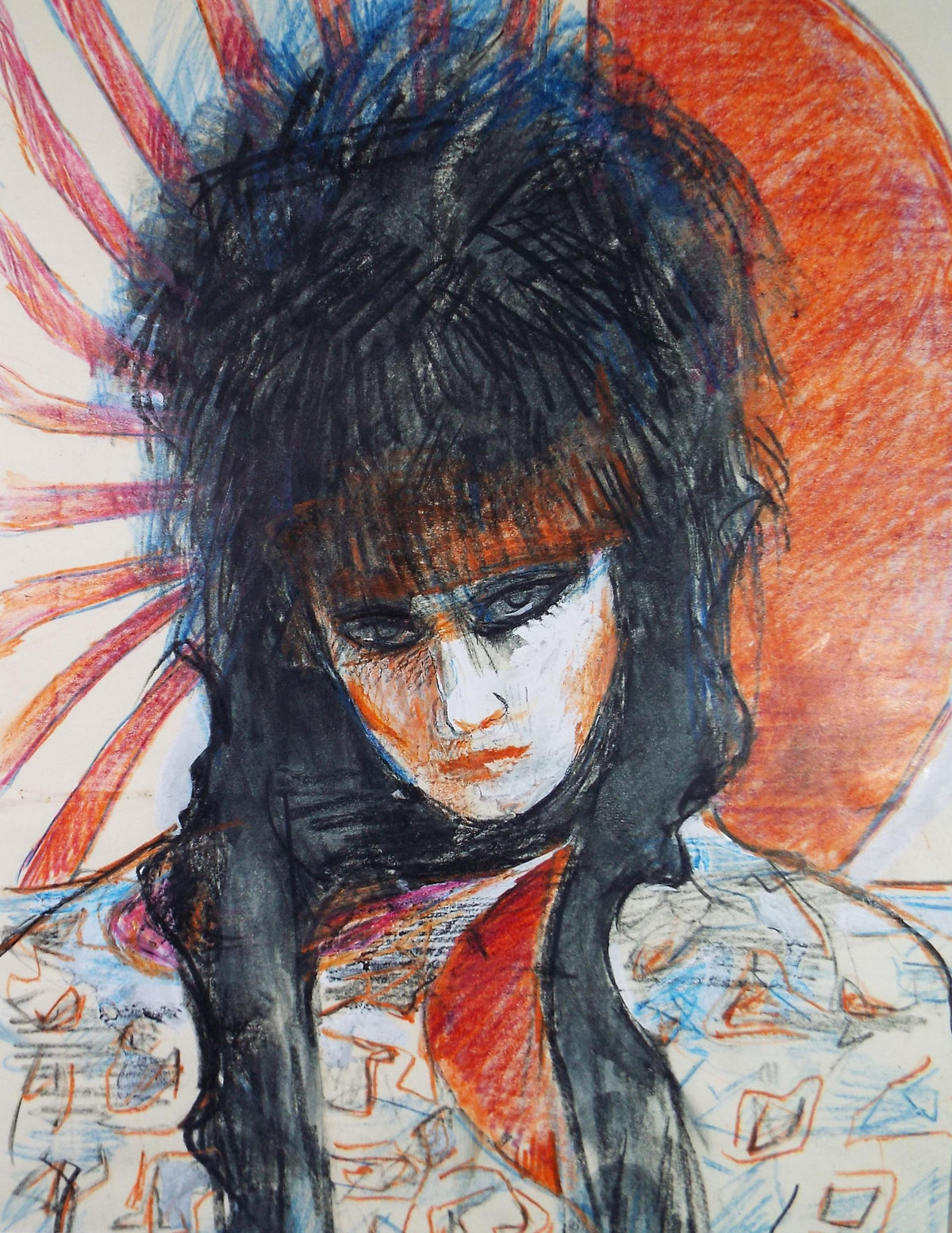 Original Mixed Media 'Siouxsie Sioux', circa 1990's, John Gilbey Bowles (1929-2011)