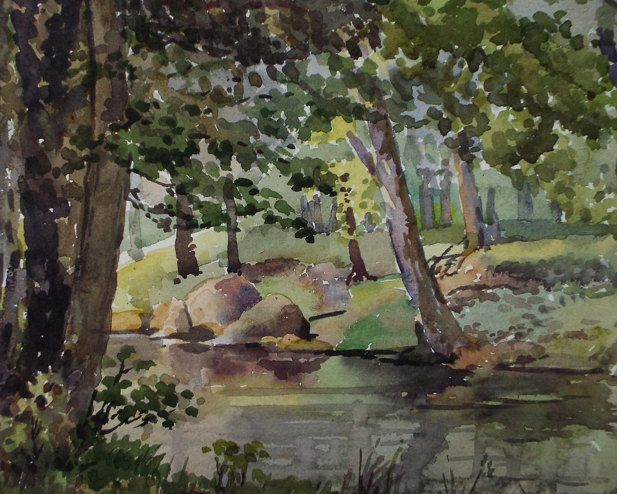 Original Watercolour 'Green Landscape', Circa 1950's, Richard A Siddall
