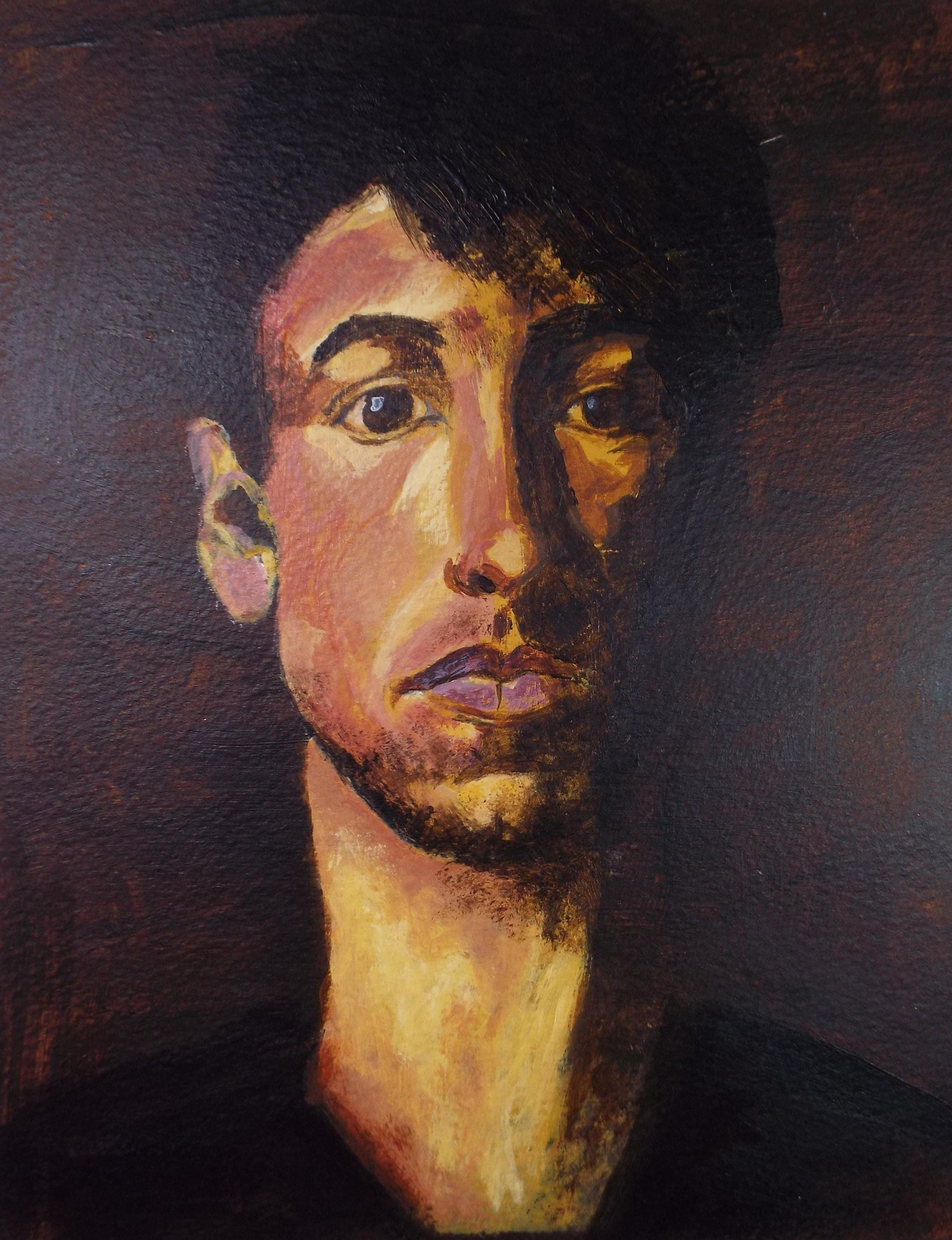 Original Acrylic 'Portrait of a man' , 1990's, Artist unknown