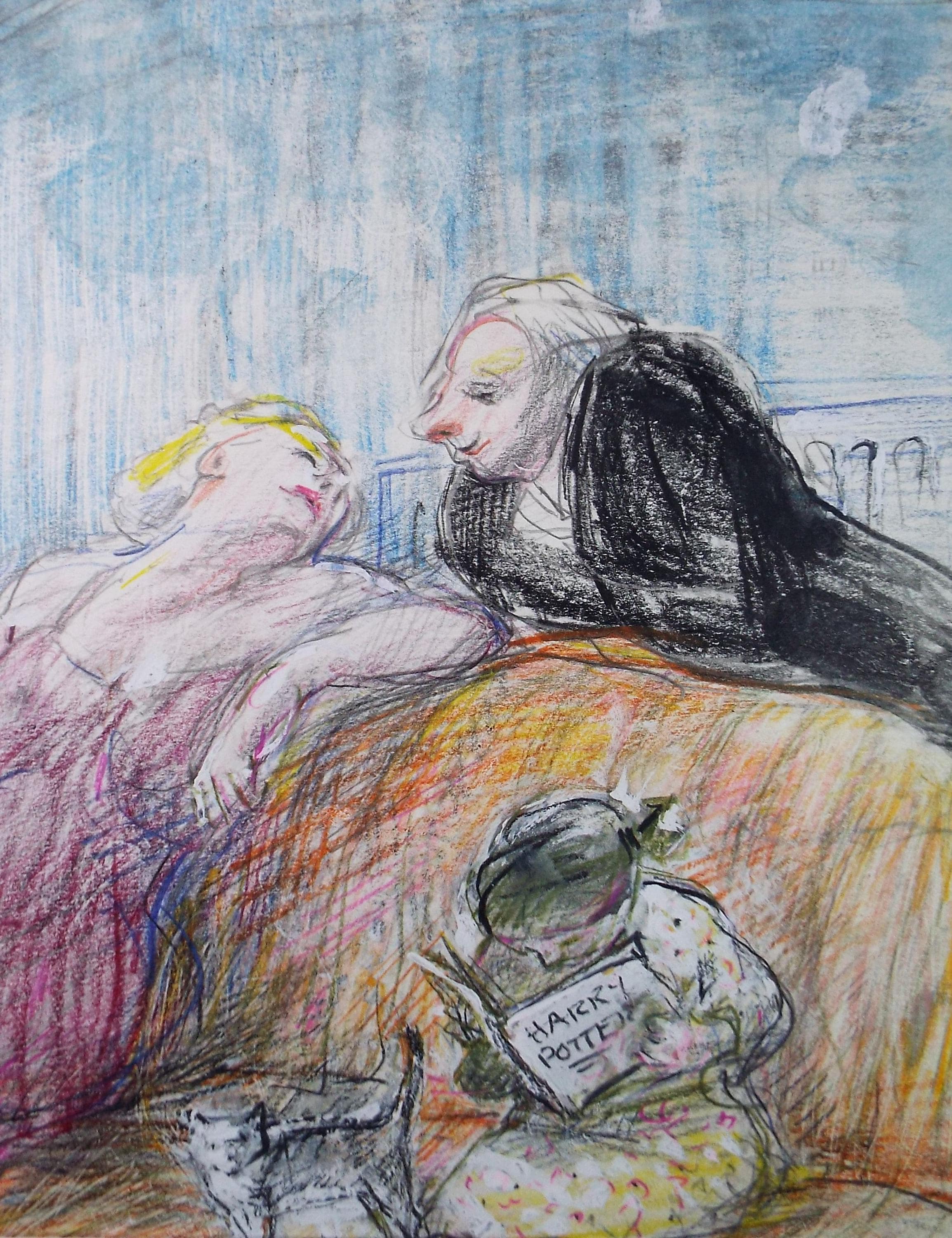 Original mixed media,'Embarrassing Parents', circa 2000, John Gilbey Bowles (1929-2011)