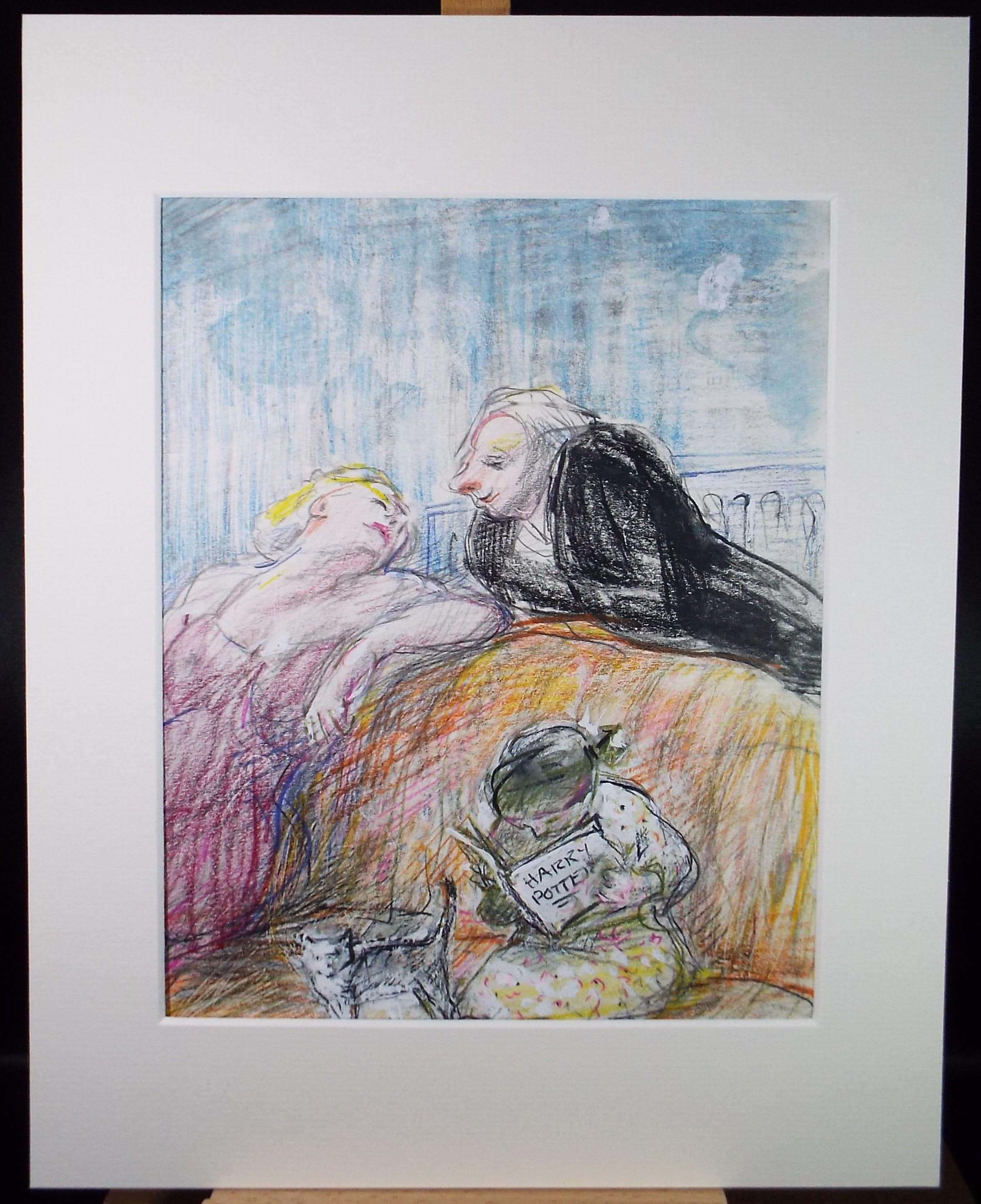 Original mixed media,'Embarrassing Parents', circa 2000, John Gilbey Bowles (1929-2011)