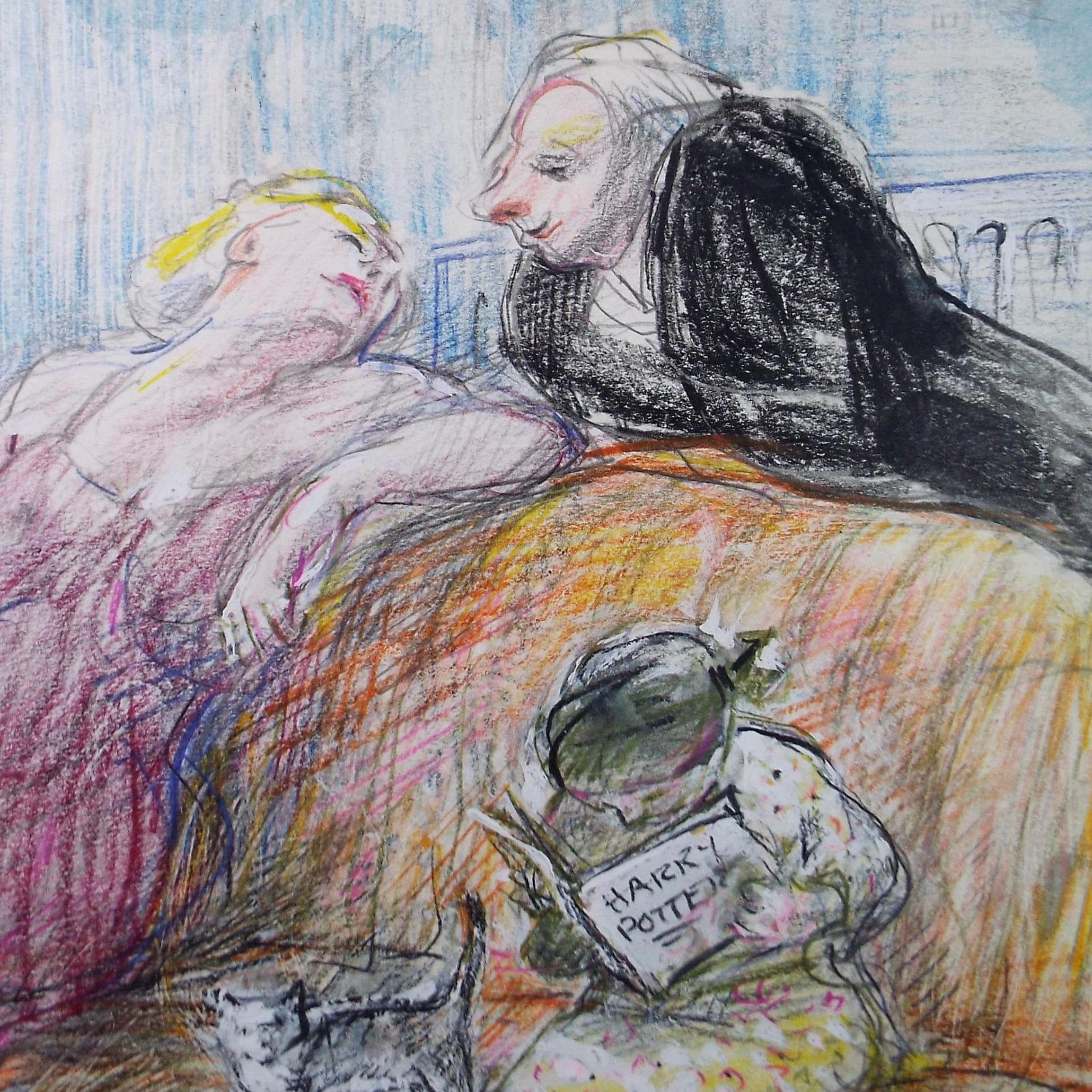 Original mixed media,'Embarrassing Parents', circa 2000, John Gilbey Bowles (1929-2011)