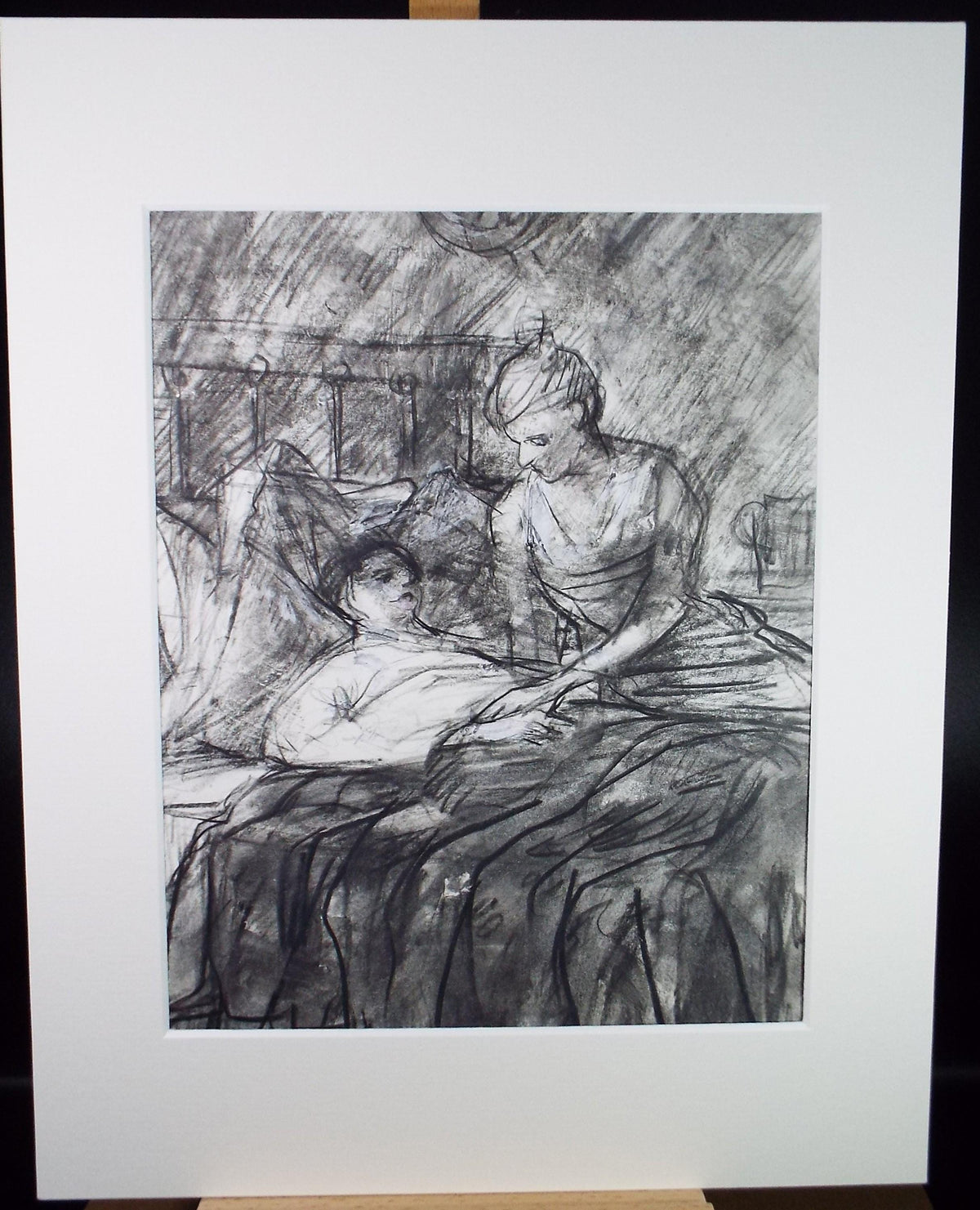 Original mixed media, 'Sick Bed', circa 1990's, John Gilbey Bowles (1929-2011)