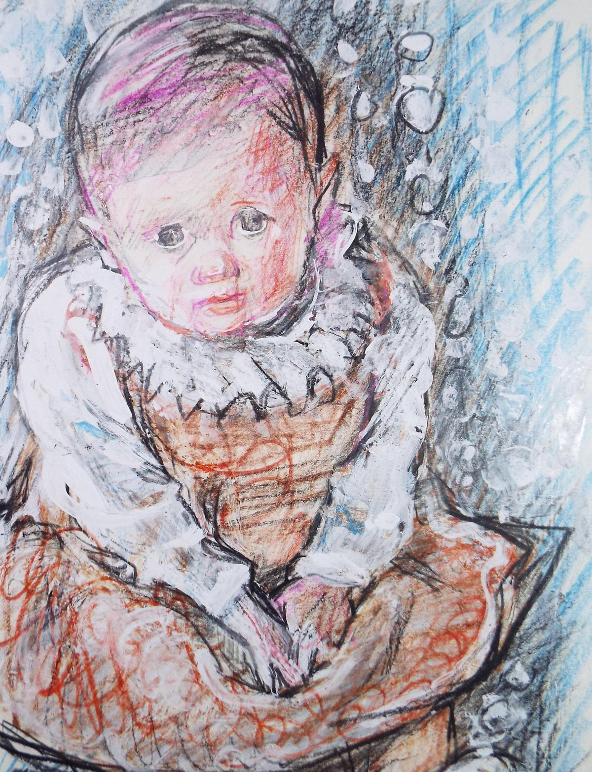 Original mixed media, 'Young child', circa 1990's, John Gilbey Bowles (1929-2011)