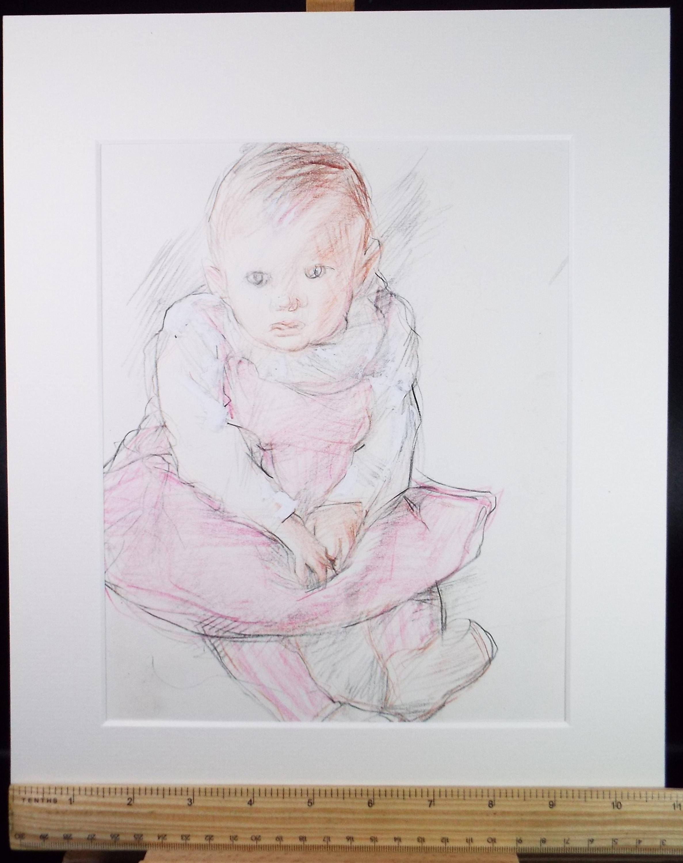 Original Pencil drawing 'Young Child', circa 1990's, John Gilbey Bowles (1929-2011)