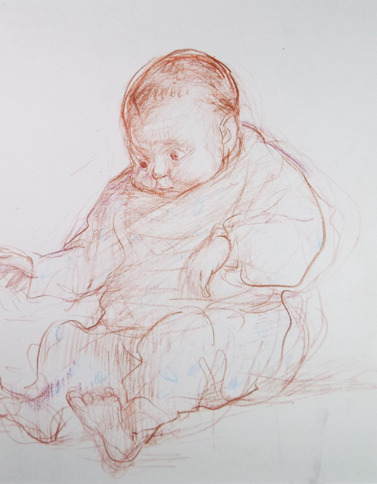 Original Pencil drawing 'Baby', circa 1990's, John Gilbey Bowles (1929-2011)