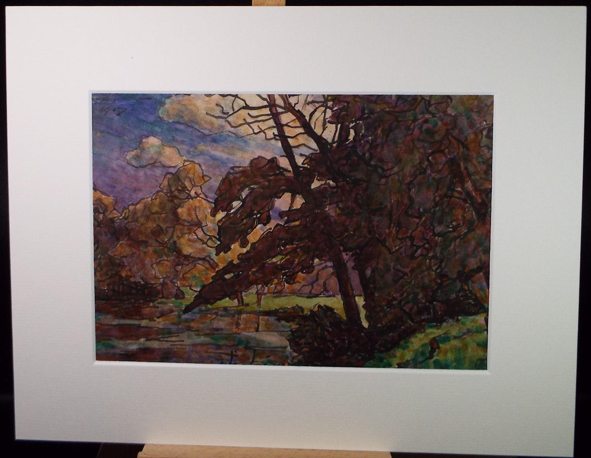Original Watercolour, 'Autumn Landscape' , Unknown Artist, Dated 1917