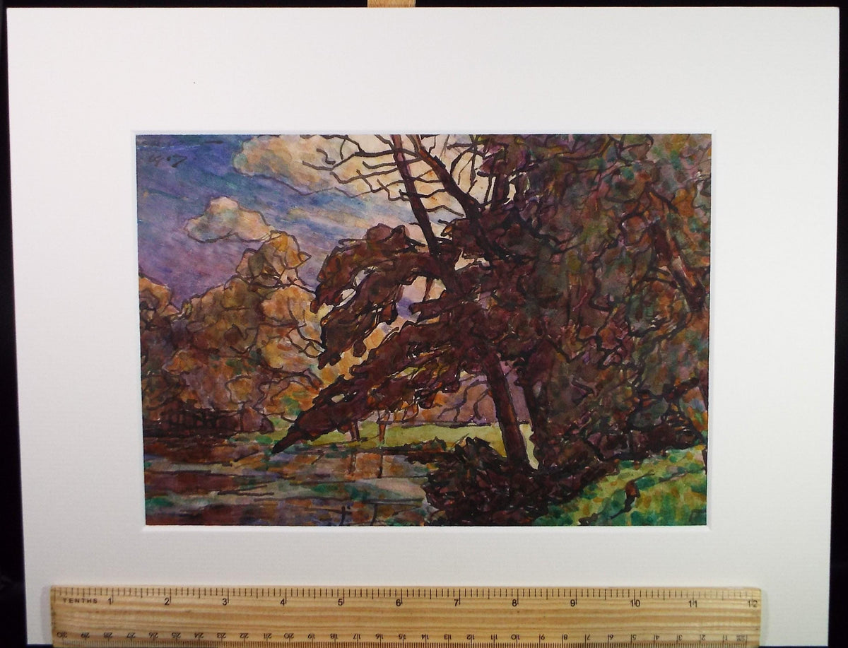 Original Watercolour, 'Autumn Landscape' , Unknown Artist, Dated 1917
